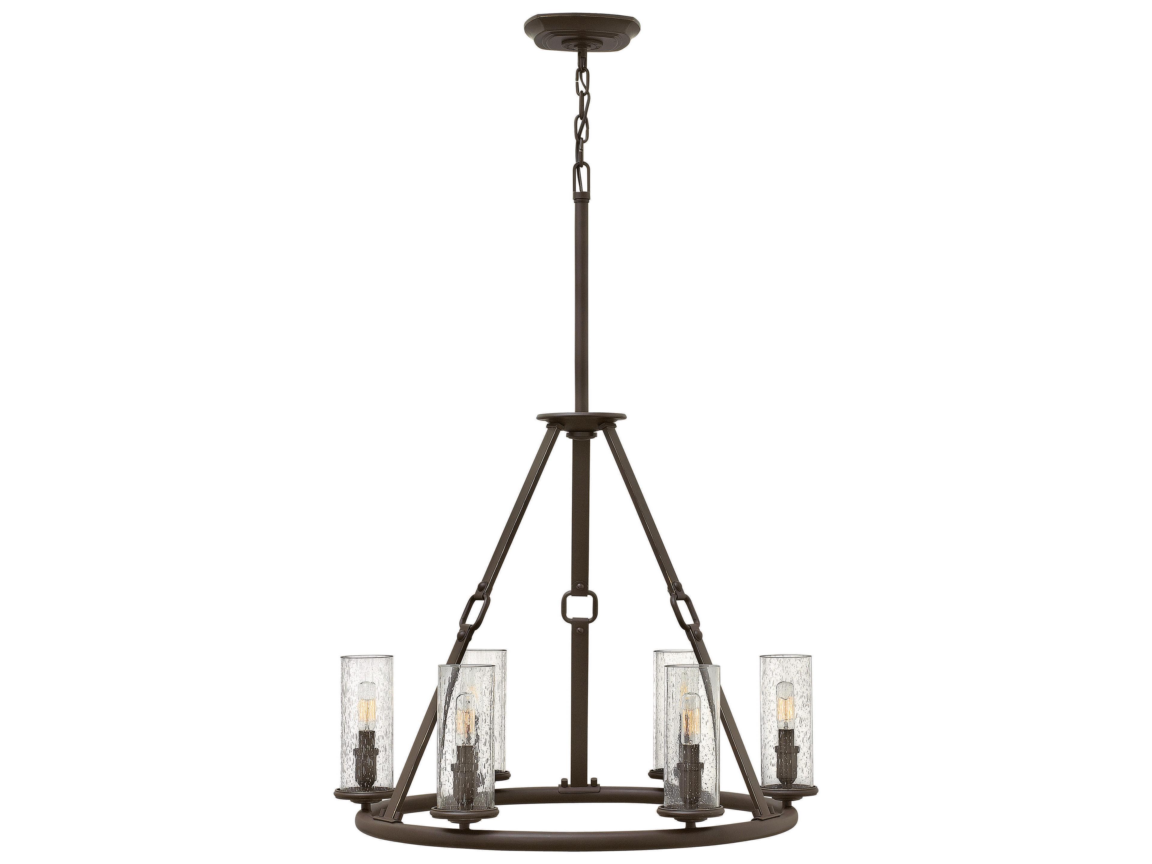 Dakota 6-Light Oil Rubbed Bronze Glass Candelabra Cylinder Chandelier