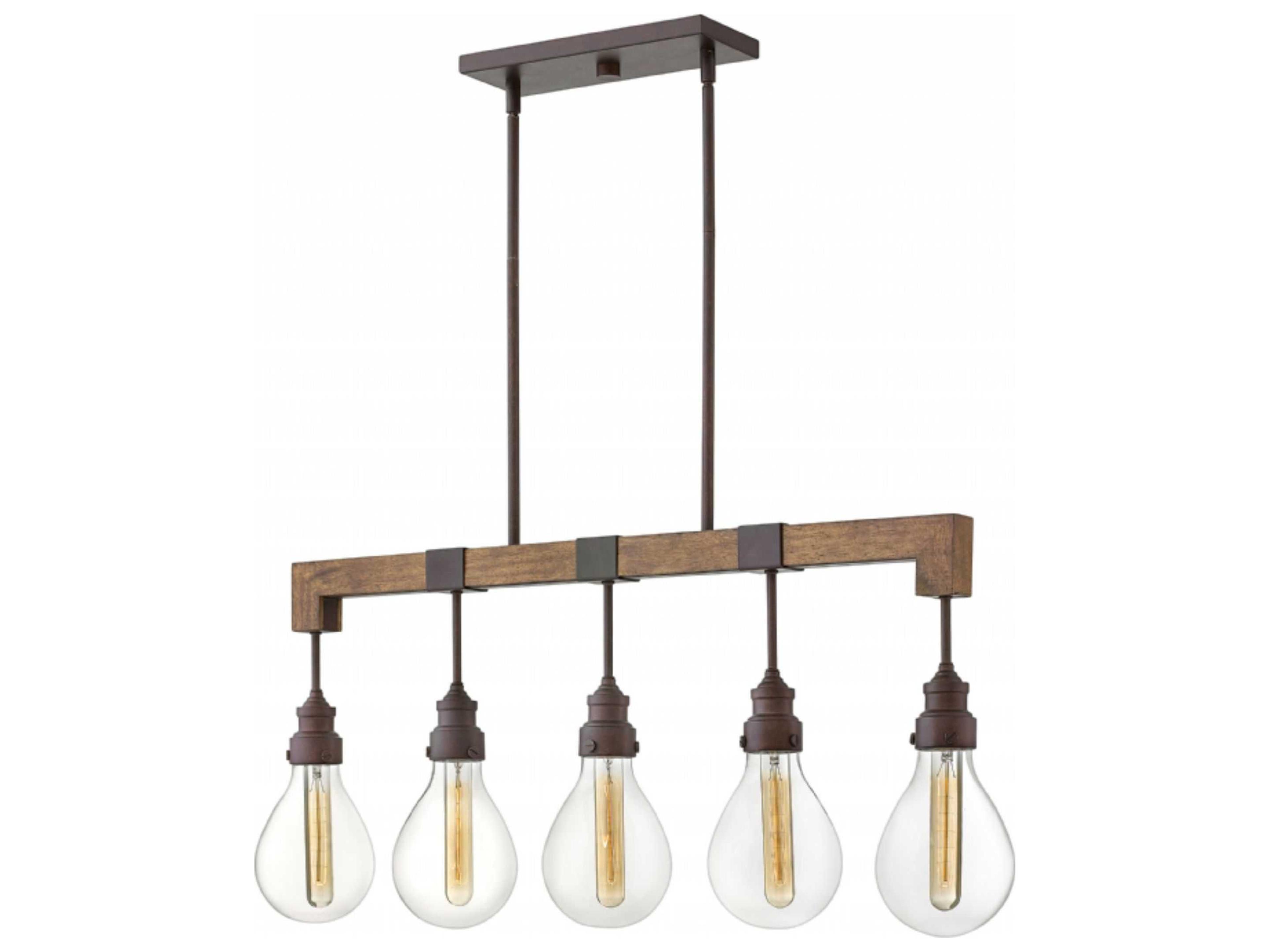 Denton 5-Light Industrial Iron Gray Glass Globe Island Pendant