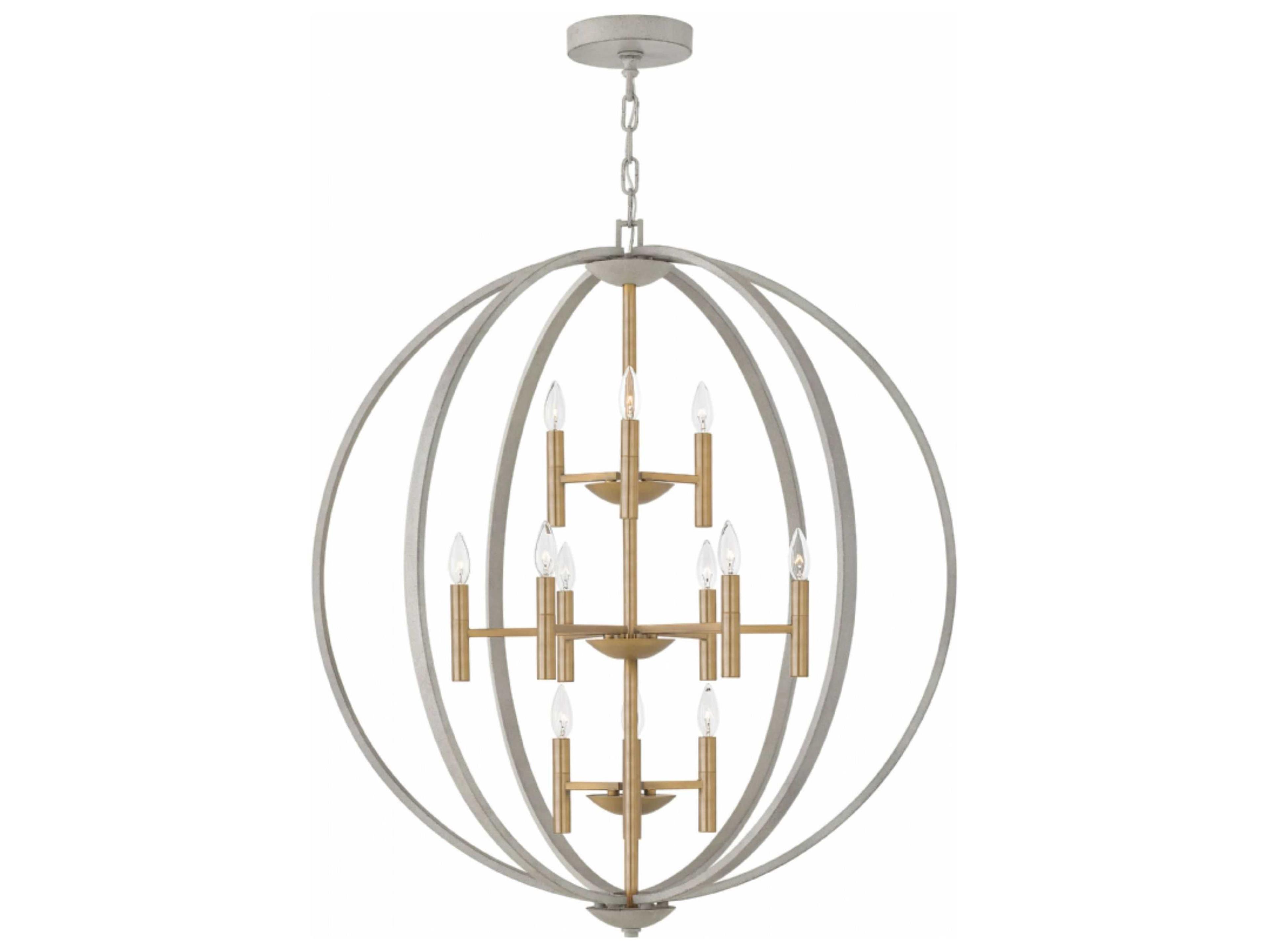 Euclid 12-Light Cement Gray Candelabra Tiered Chandelier