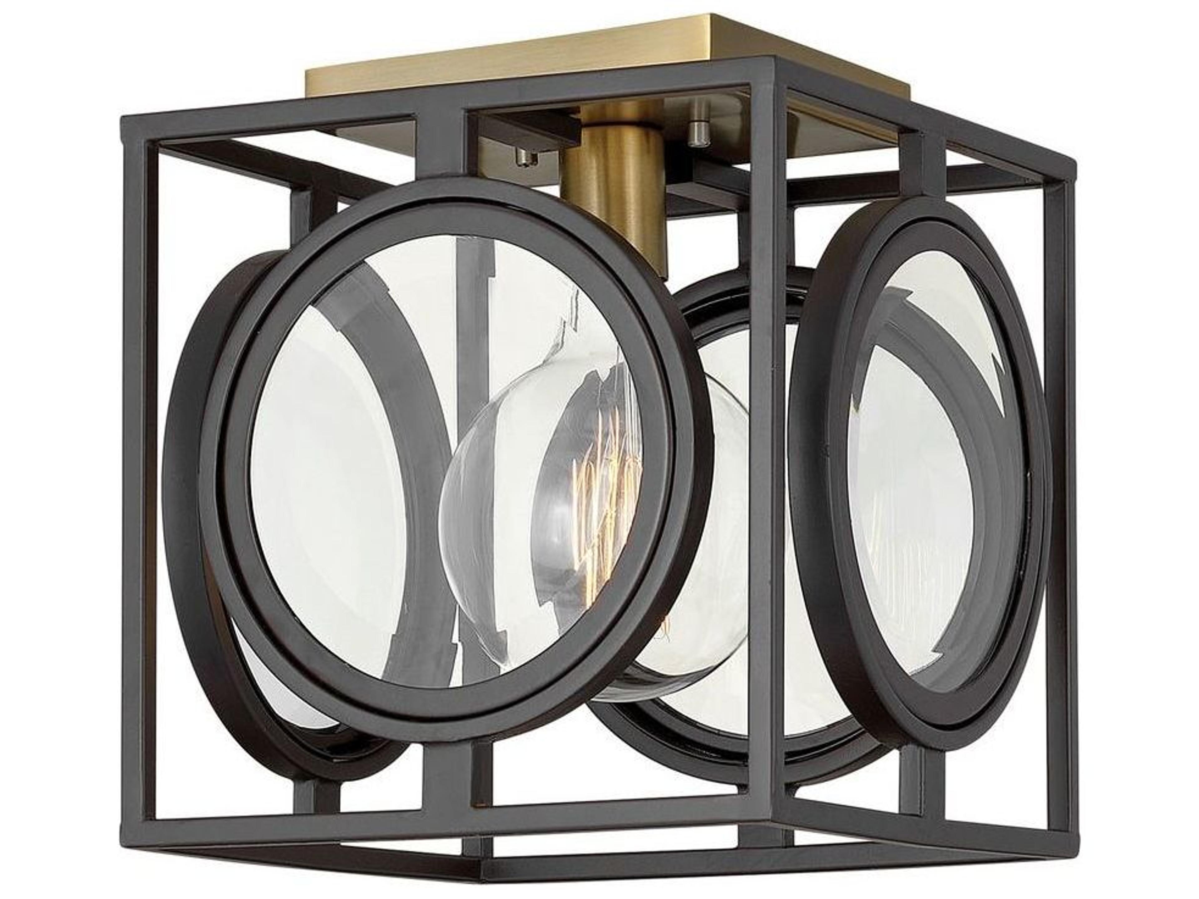 Hinkley Fulham 1-Light Buckeye Bronze Brass Glass Geometric Flush Mount