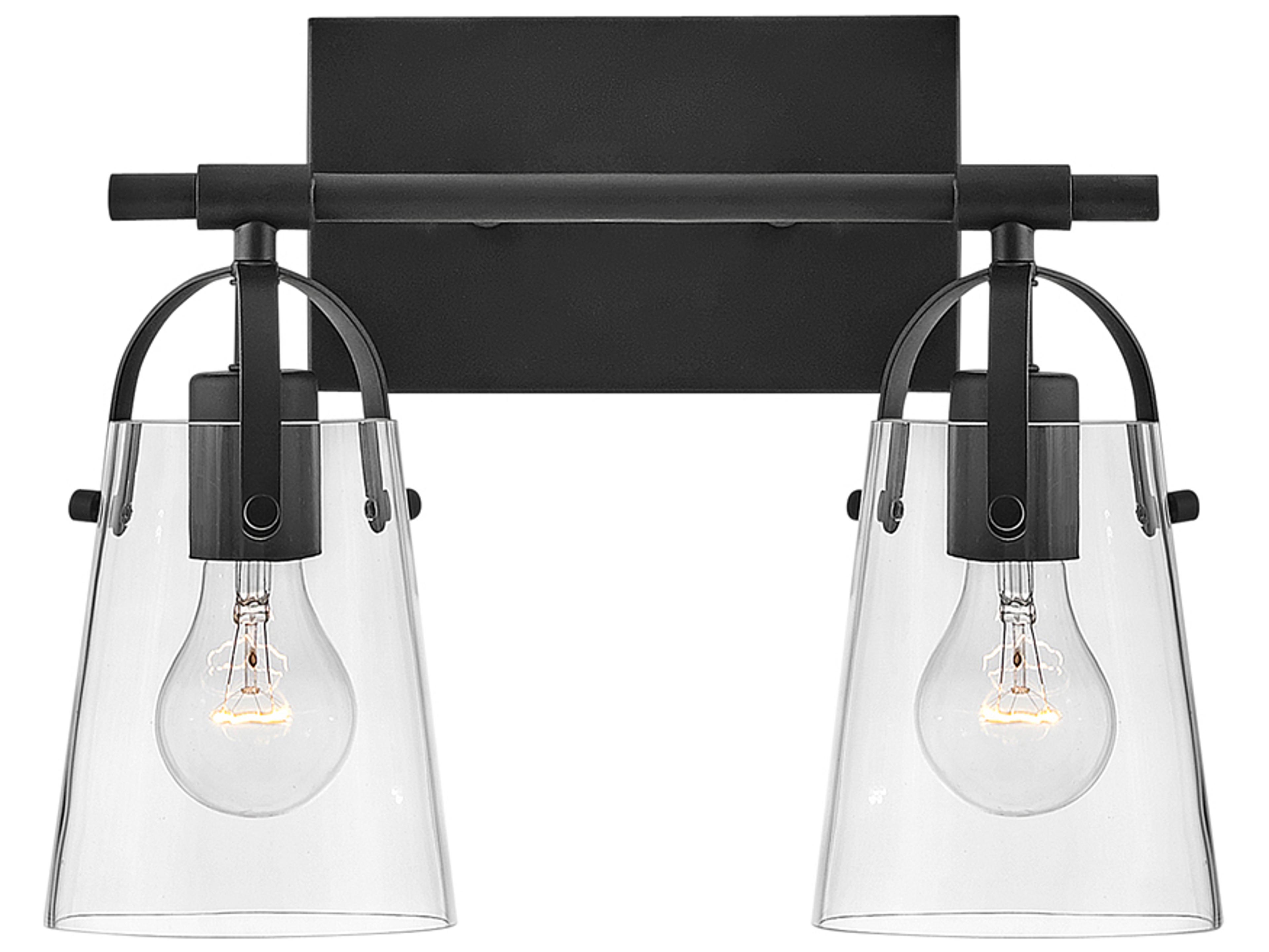Foster 2-Light Black Glass Vanity Light