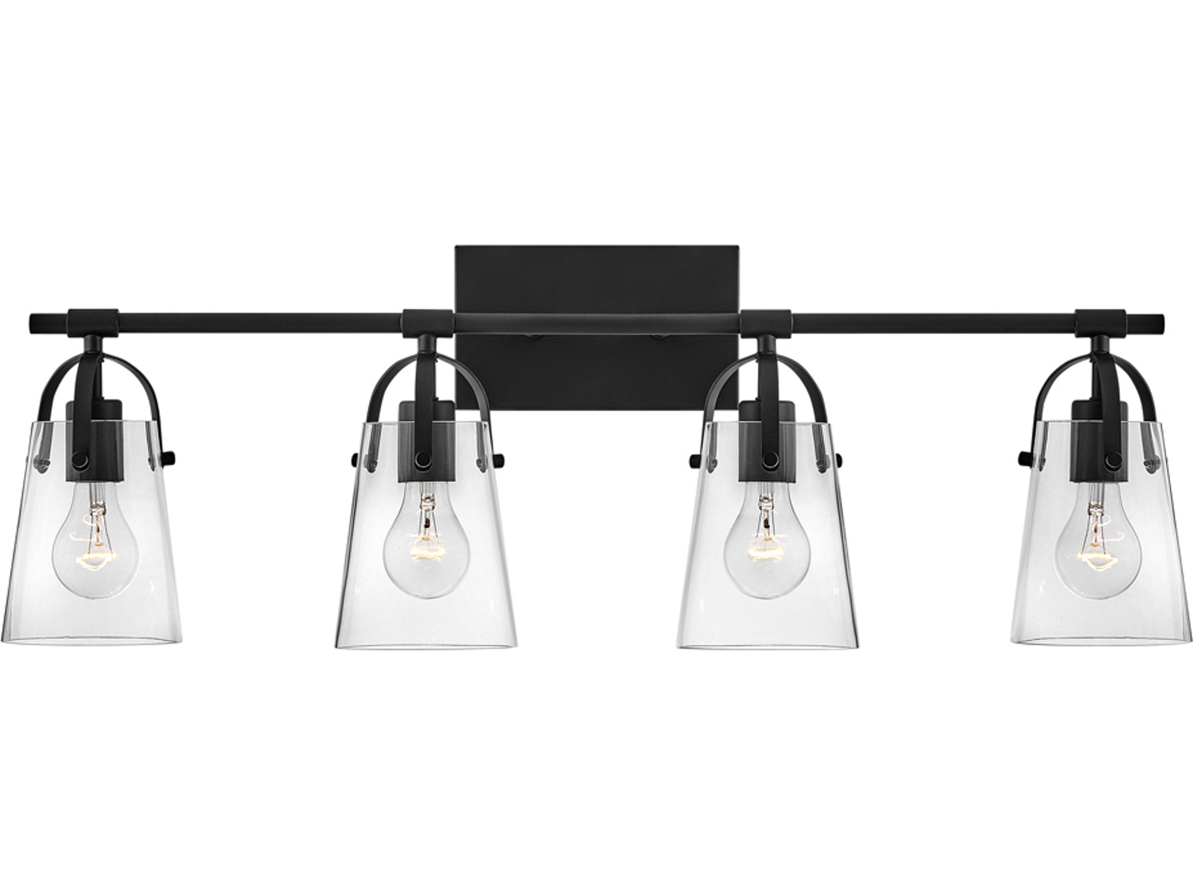 Foster 4-Light Black Glass Vanity Light