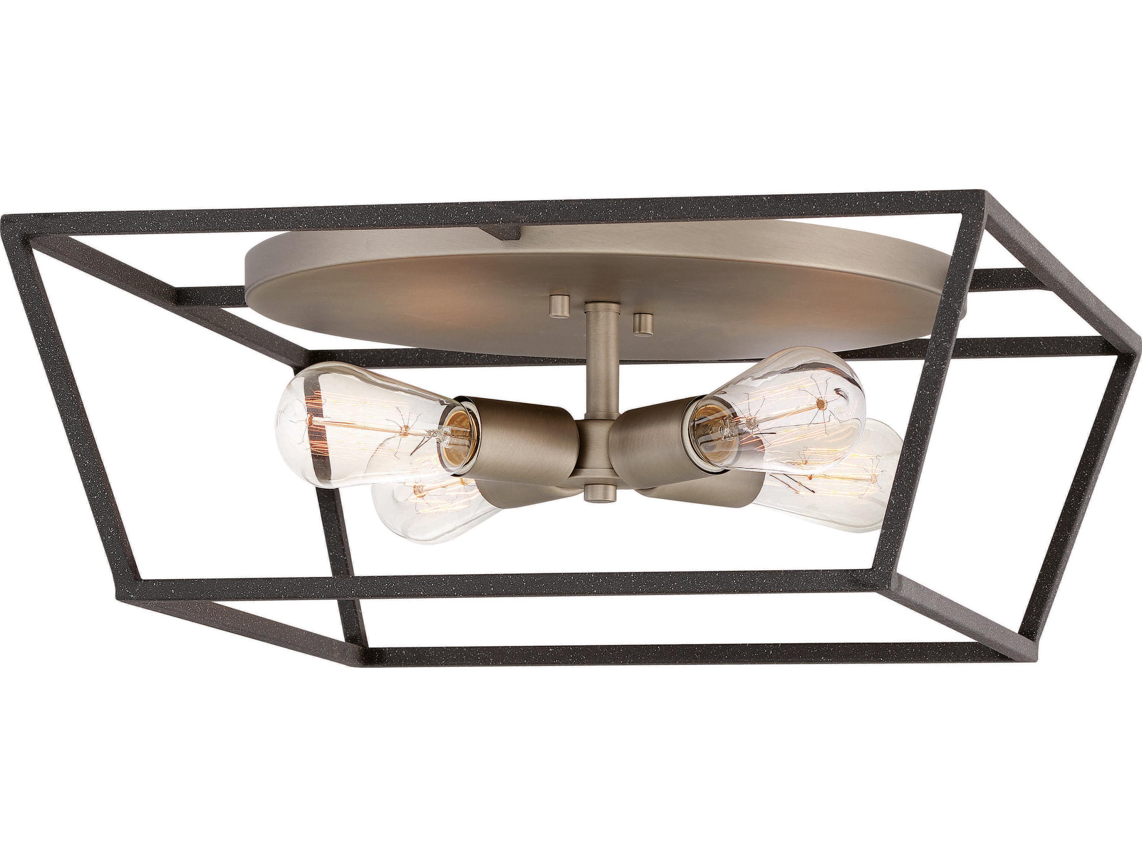 Fulton 4-Light Aged Zinc Gray Geometric Flush Mount