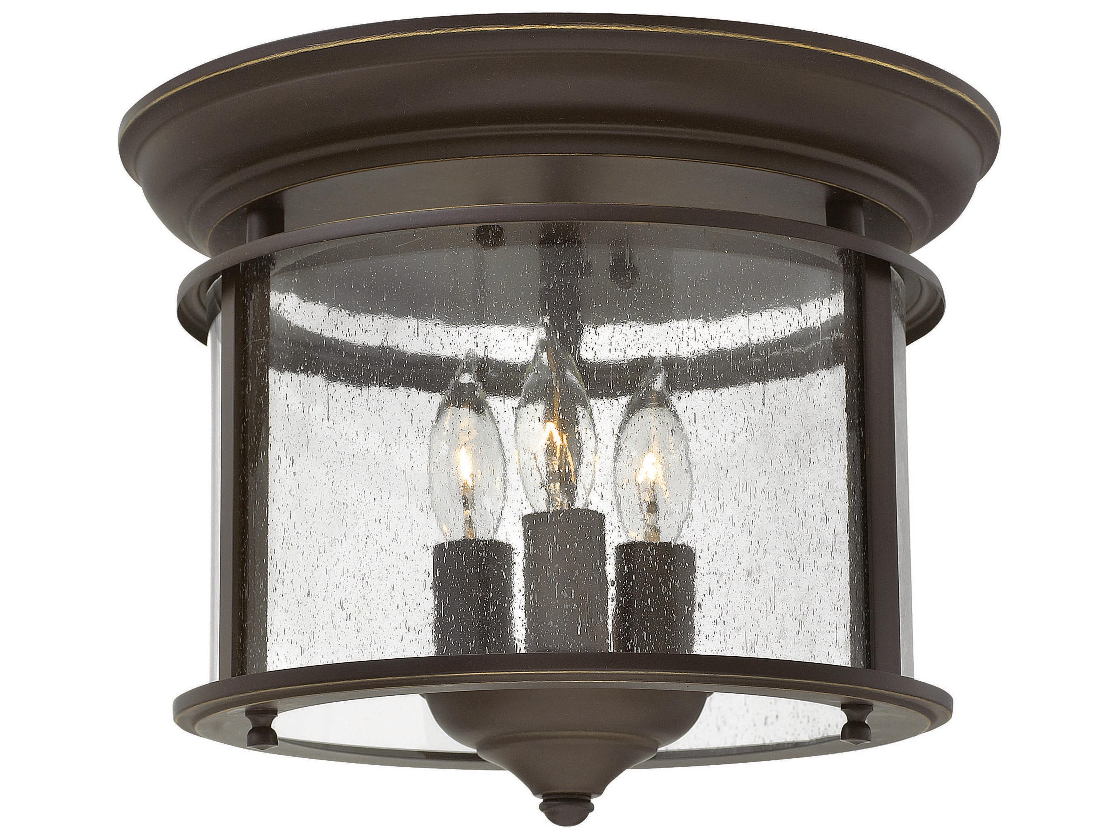 Gentry 3-Light Olde Bronze Glass Cylinder Flush Mount