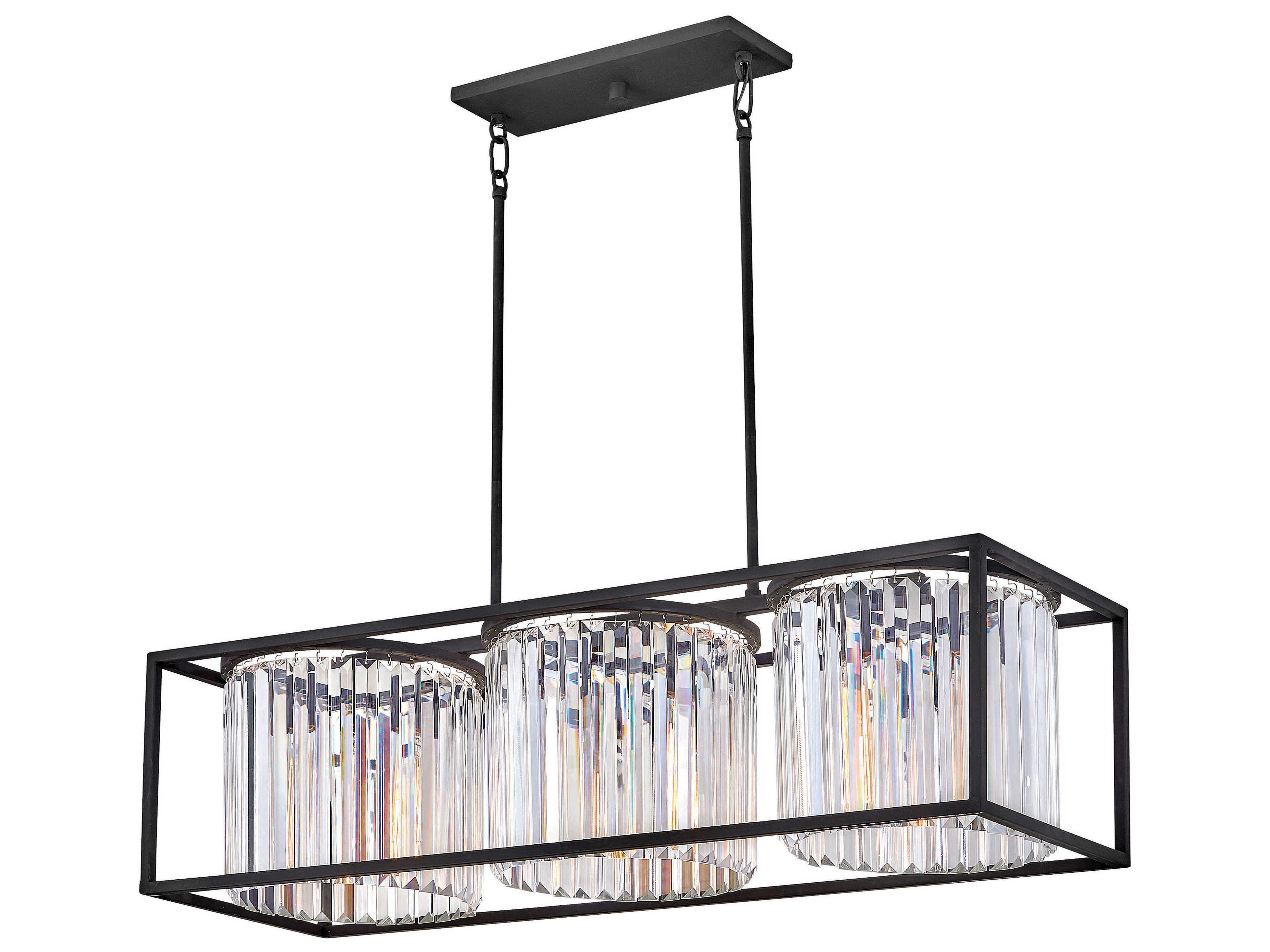 Giada 3-Light Black Crystal Cylinder Island Pendant