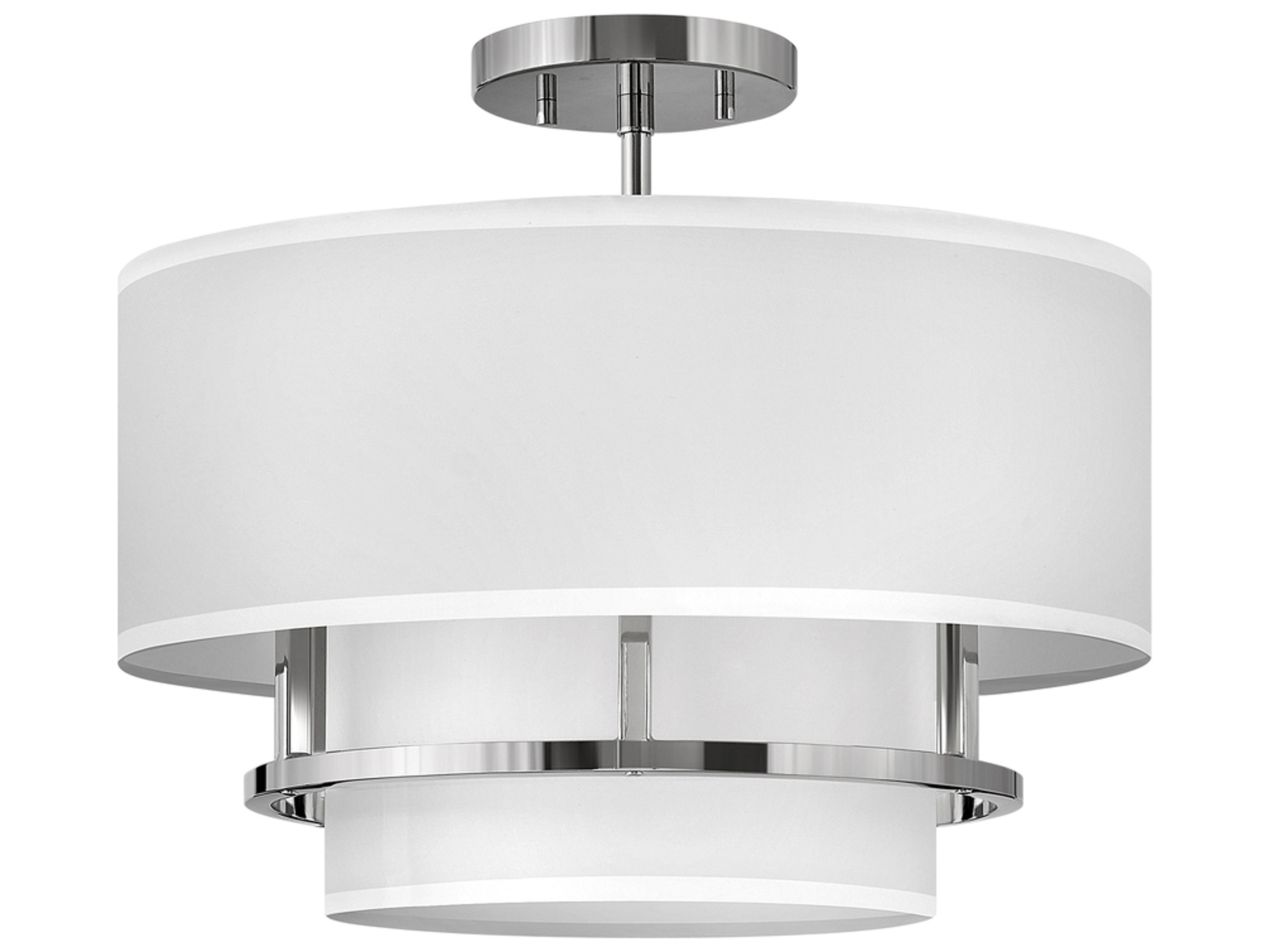 Graham 3-Light Polished Nickel White Drum Semi Flush Mount