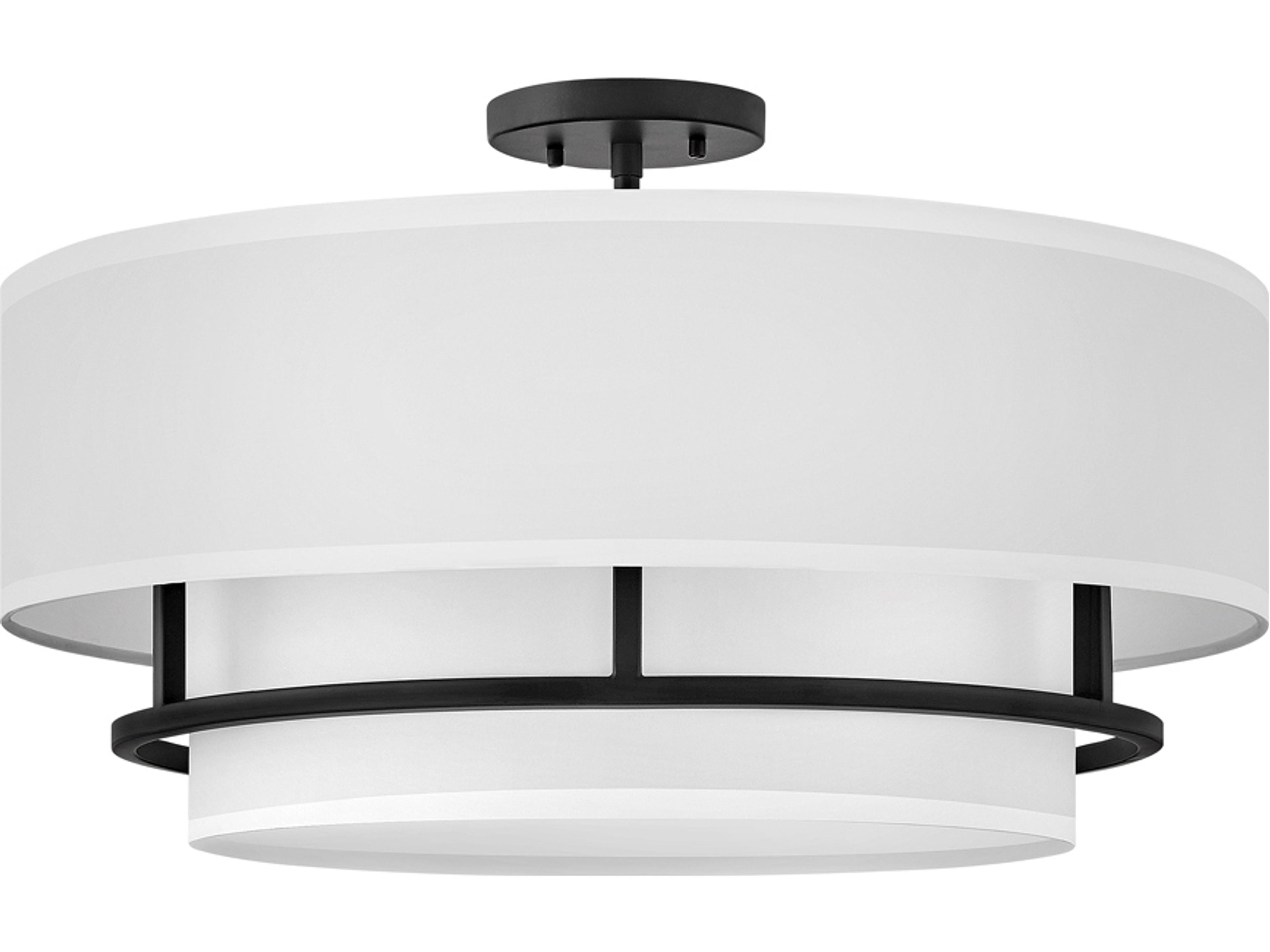 Graham 4-Light Black White Drum Semi Flush Mount