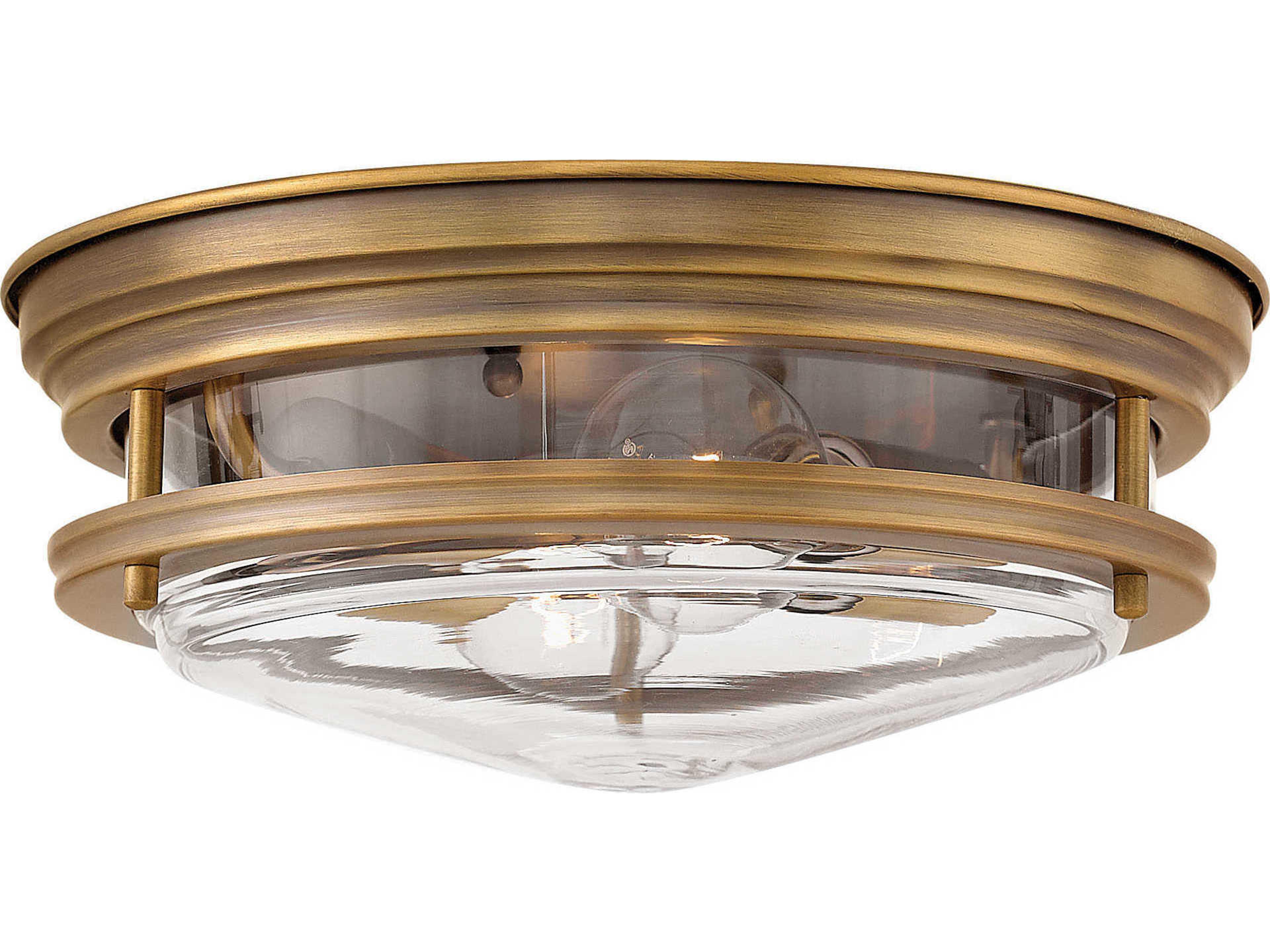 Hadley 2-Light Brushed Bronze With Clear Glass Drum Flush Mount