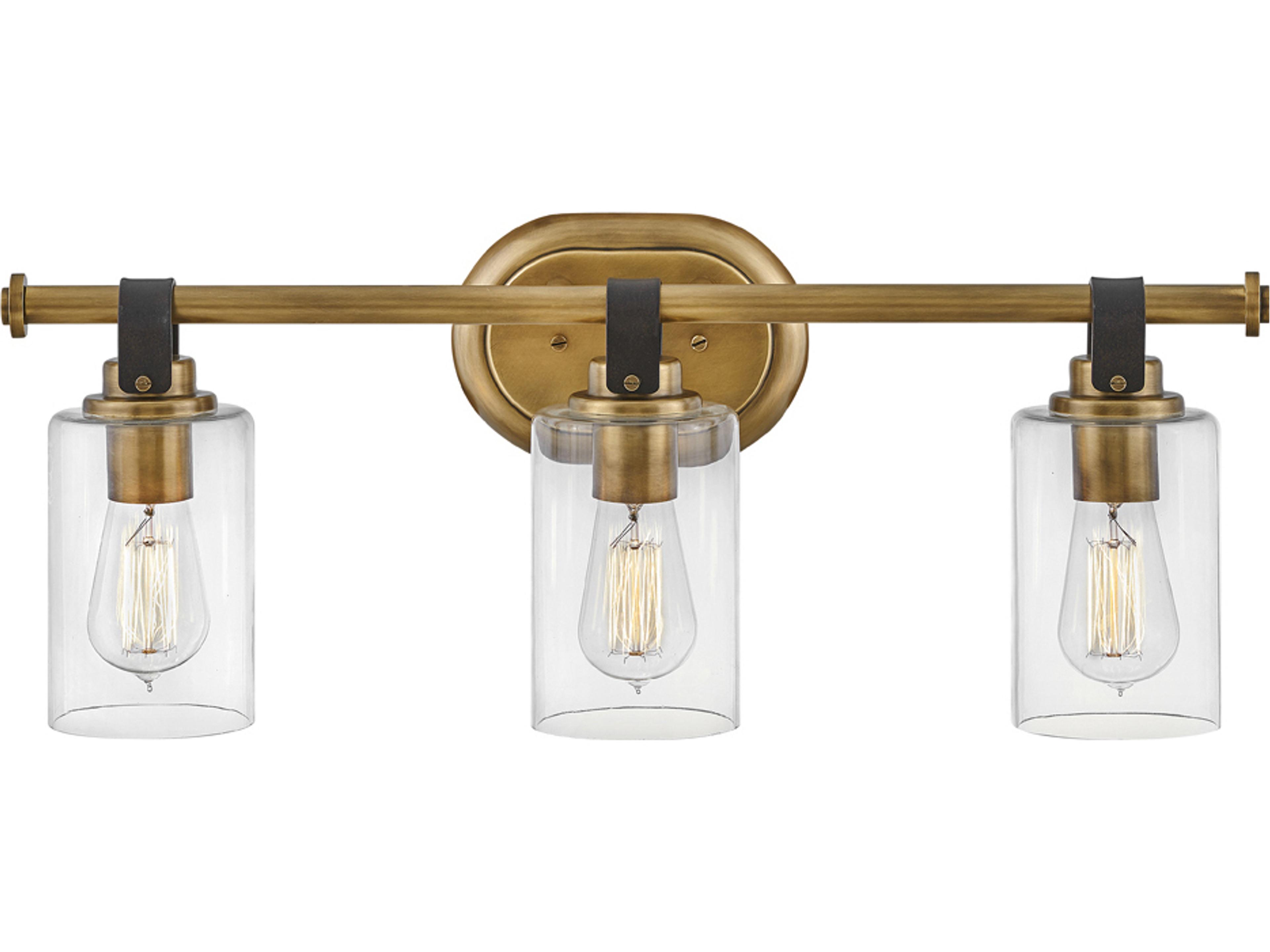 Halstead 3-Light Heritage Brass Glass Vanity Light