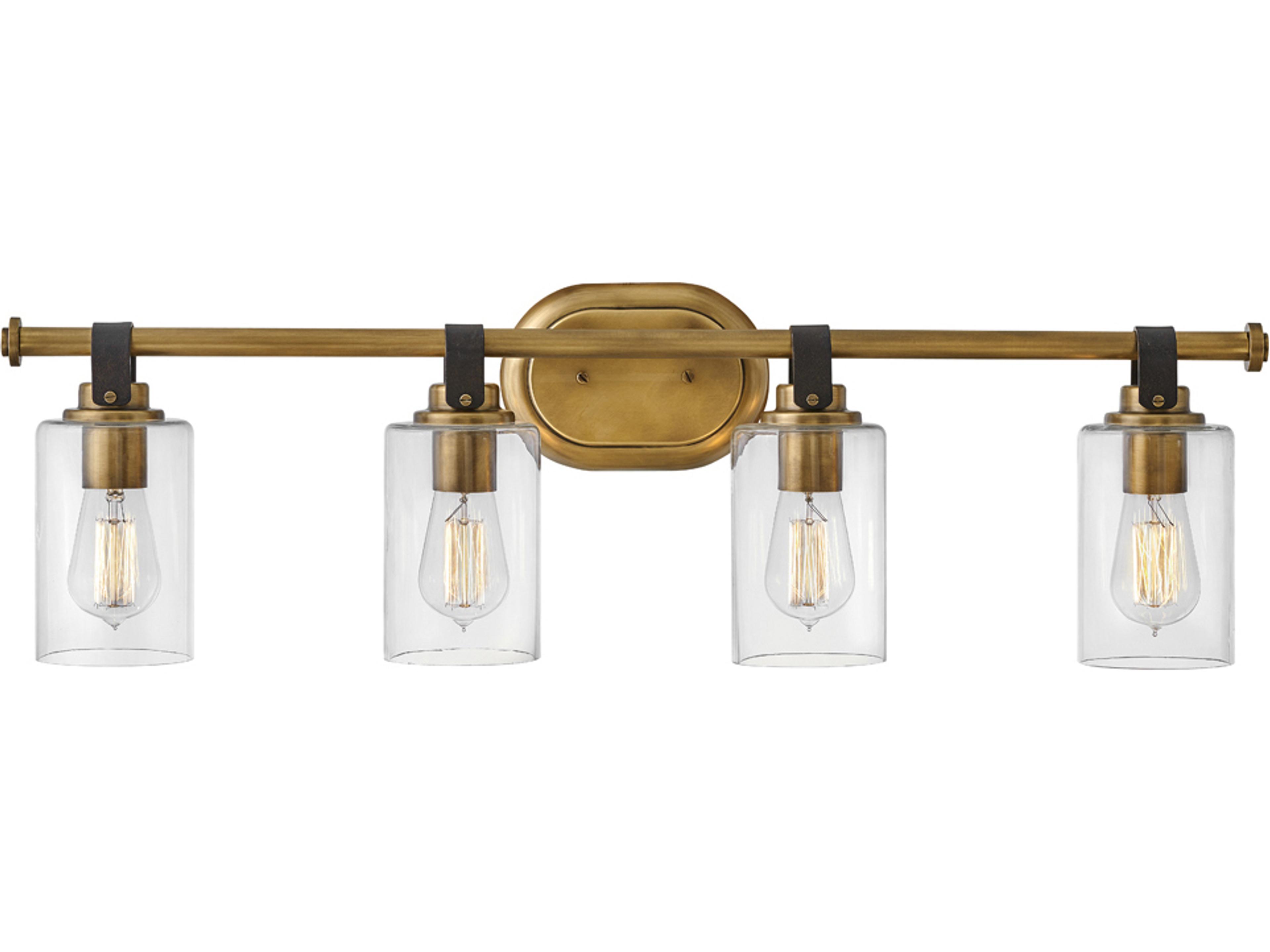 Halstead 4-Light Heritage Brass Glass Vanity Light