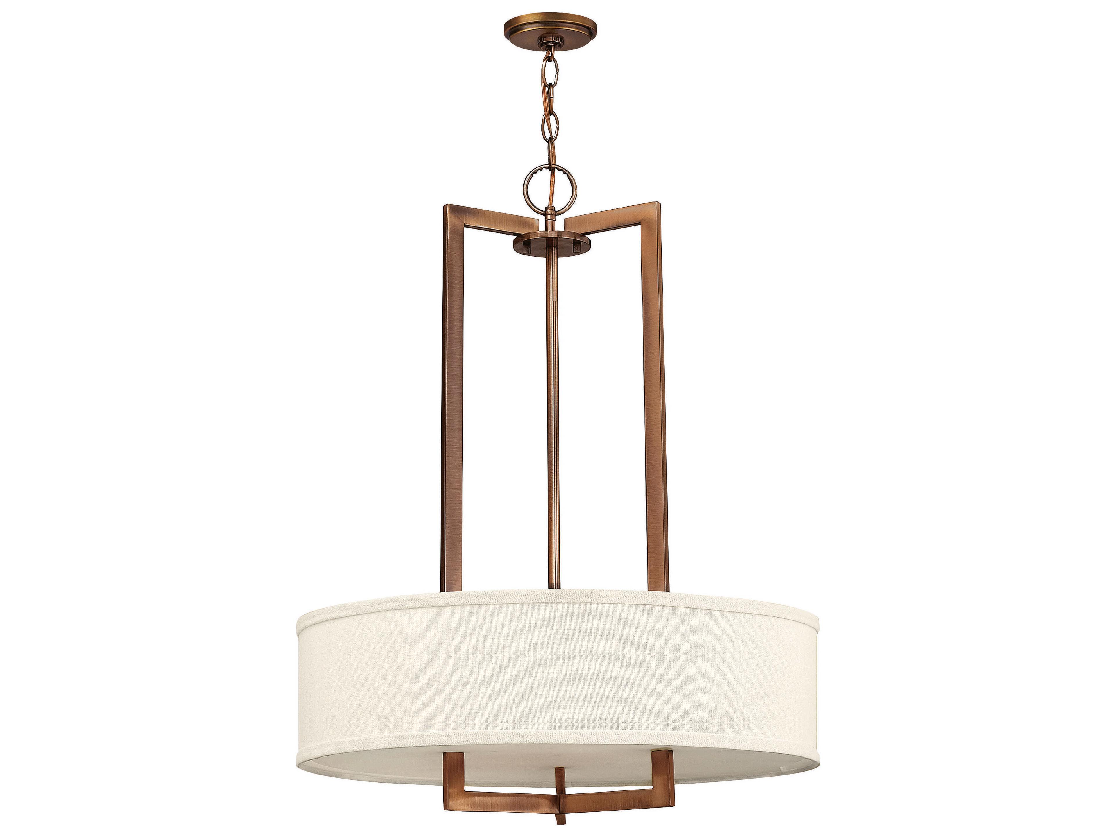 Hampton 3-Light Brushed Bronze Drum Pendant