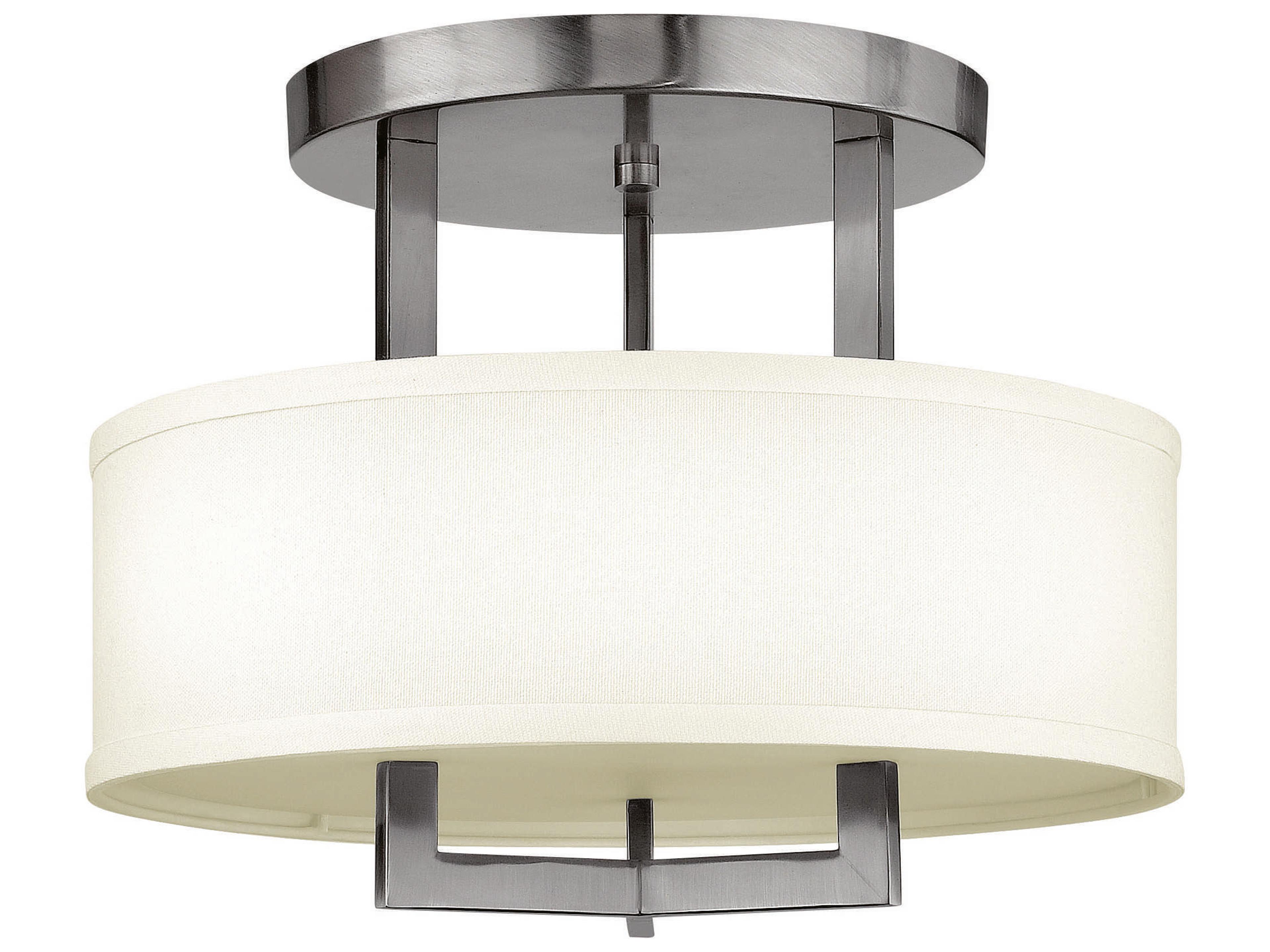 Hampton 3-Light Antique Nickel Drum Semi Flush Mount