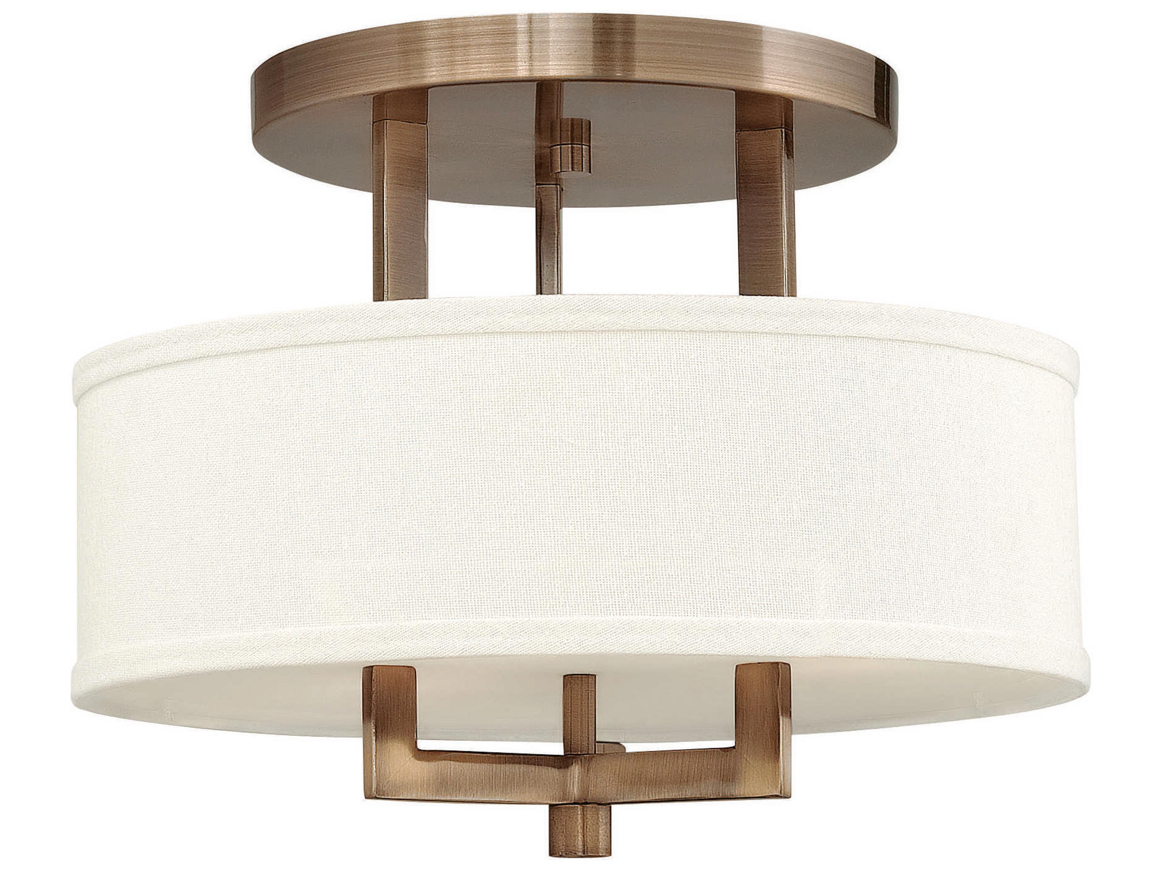 Hampton 3-Light Brushed Bronze Drum Semi Flush Mount