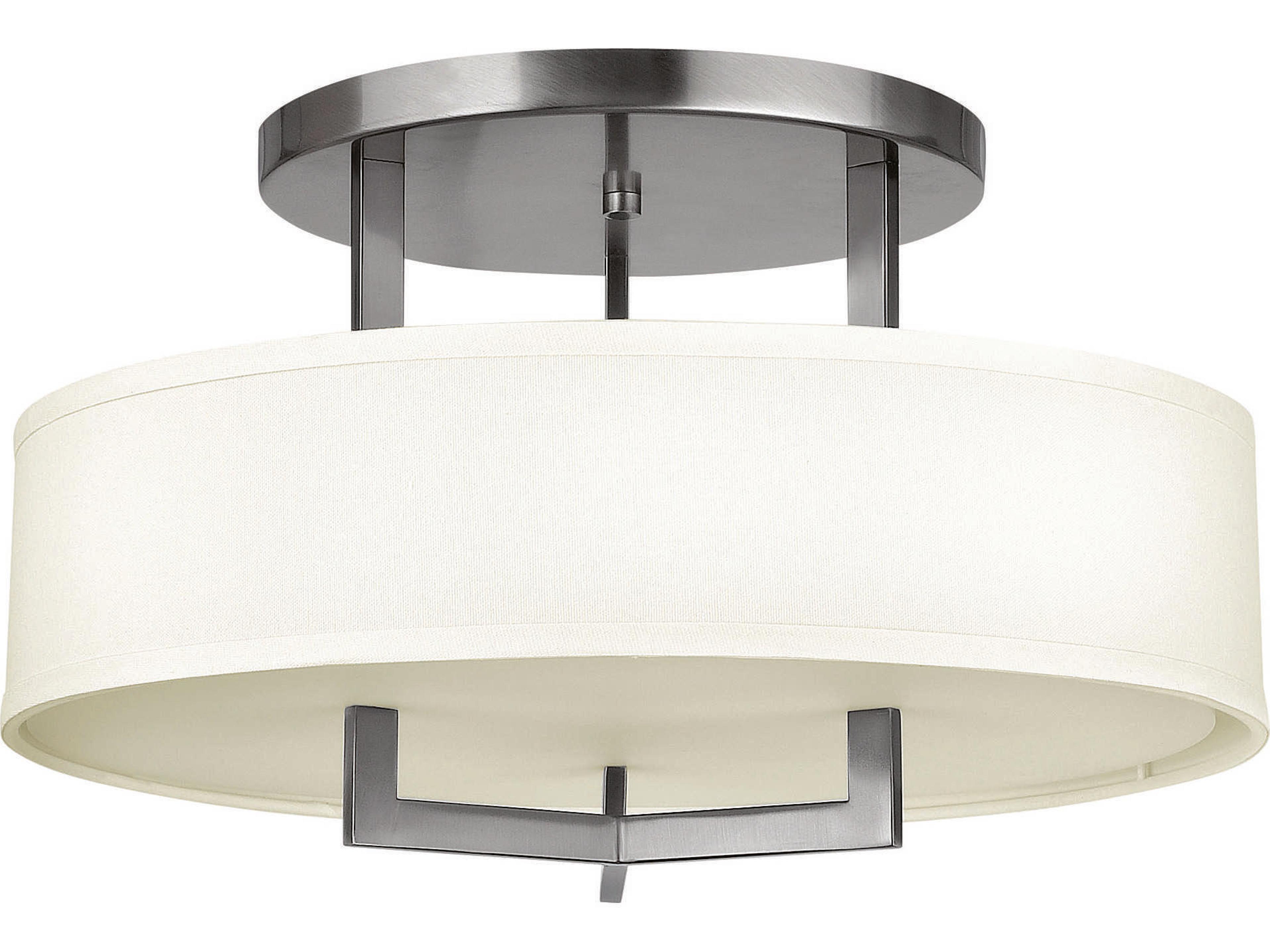 Hampton 3-Light Antique Nickel Drum Semi Flush Mount