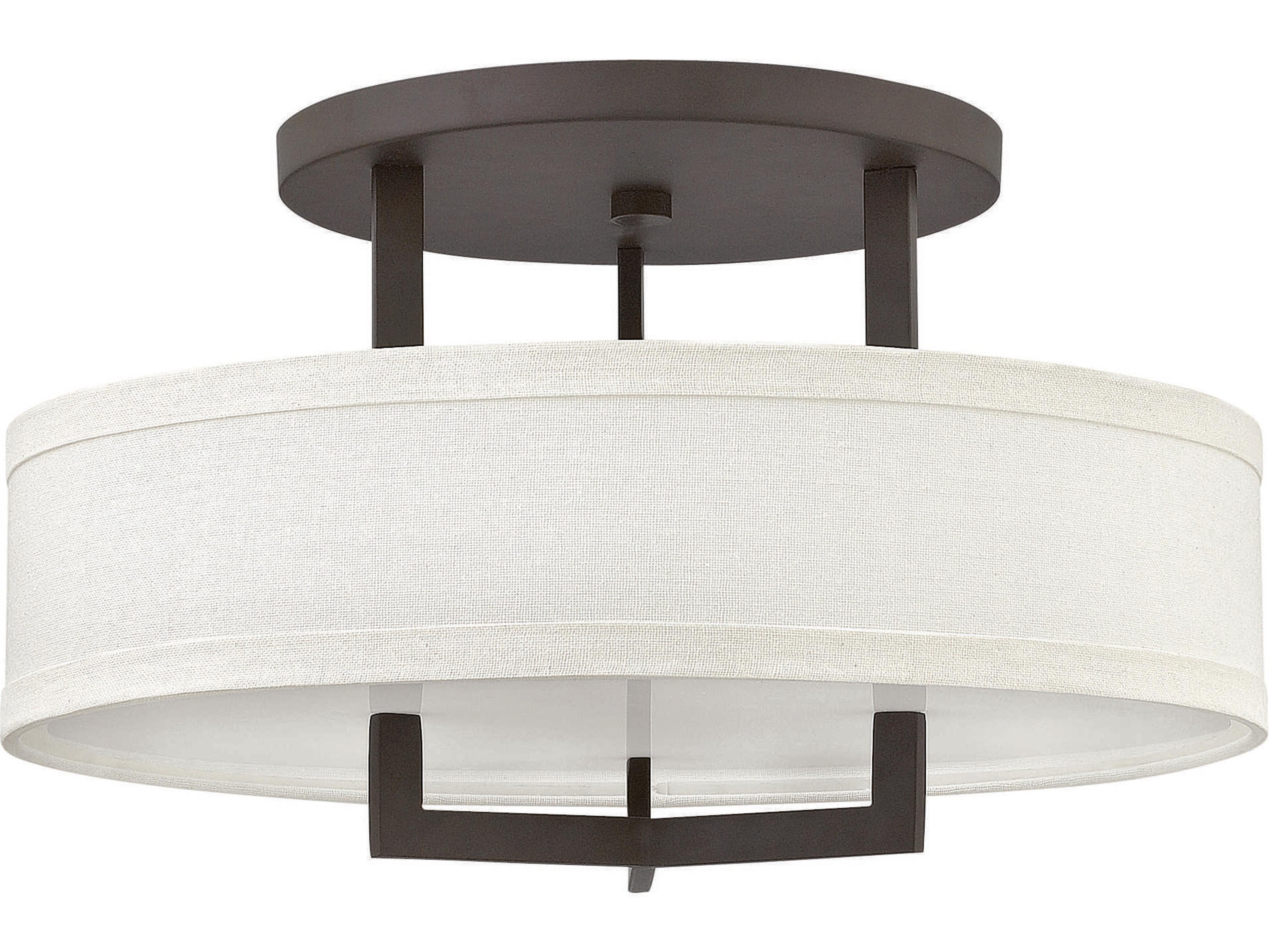 Hampton 3-Light Buckeye Bronze Drum Semi Flush Mount