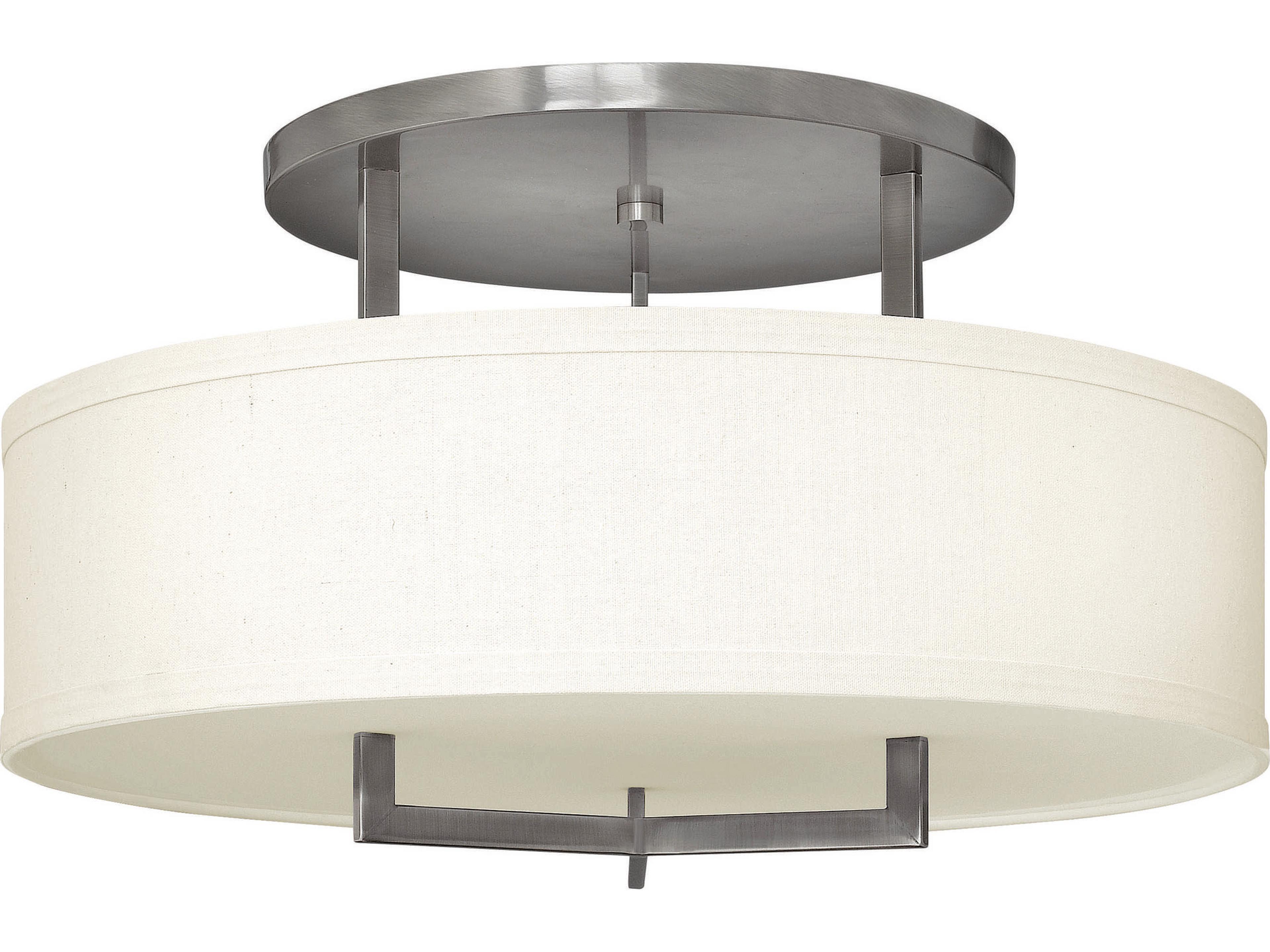 Hampton 3-Light Antique Nickel Drum Semi Flush Mount
