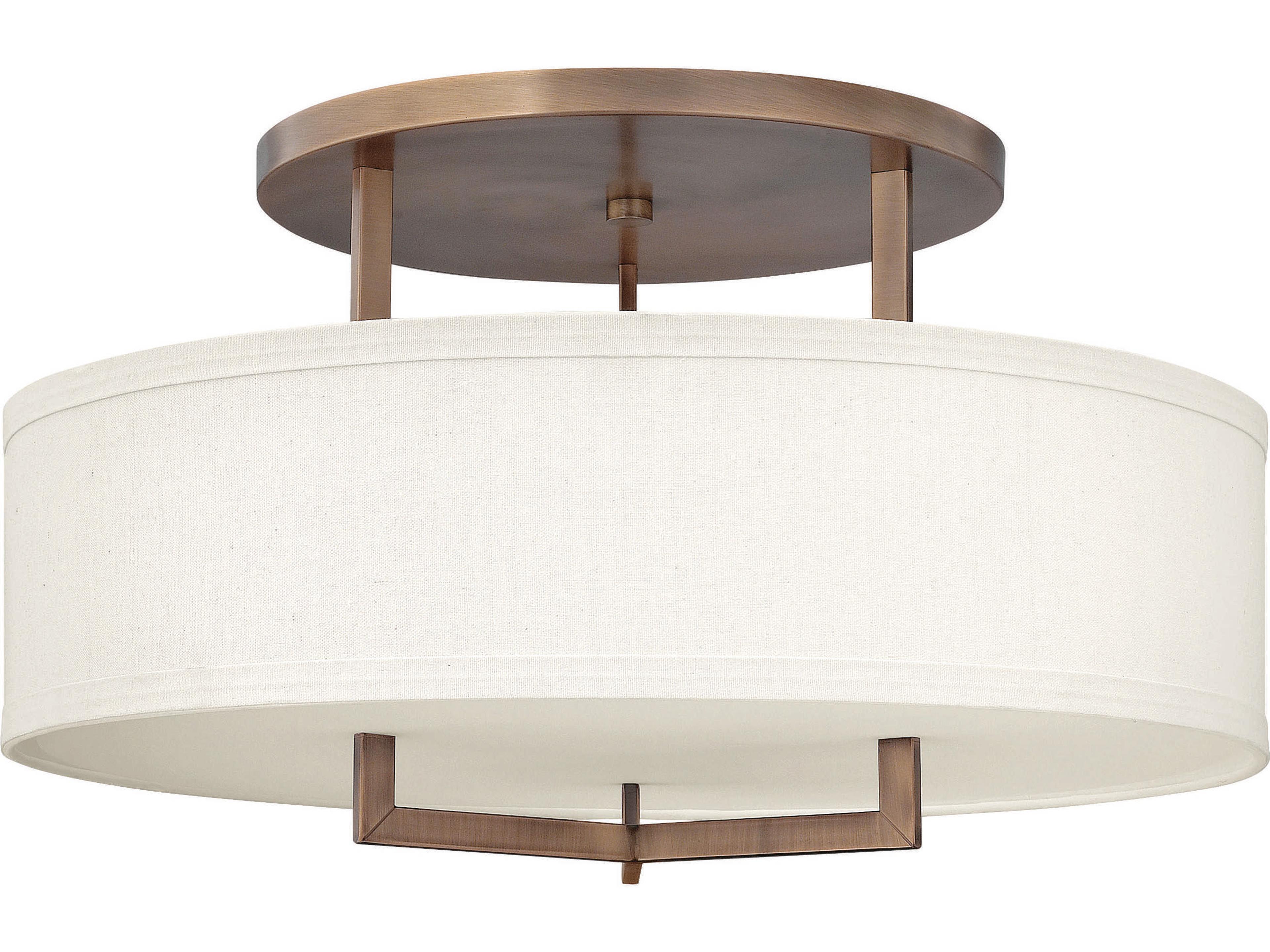 Hampton 3-Light Brushed Bronze Drum Semi Flush Mount
