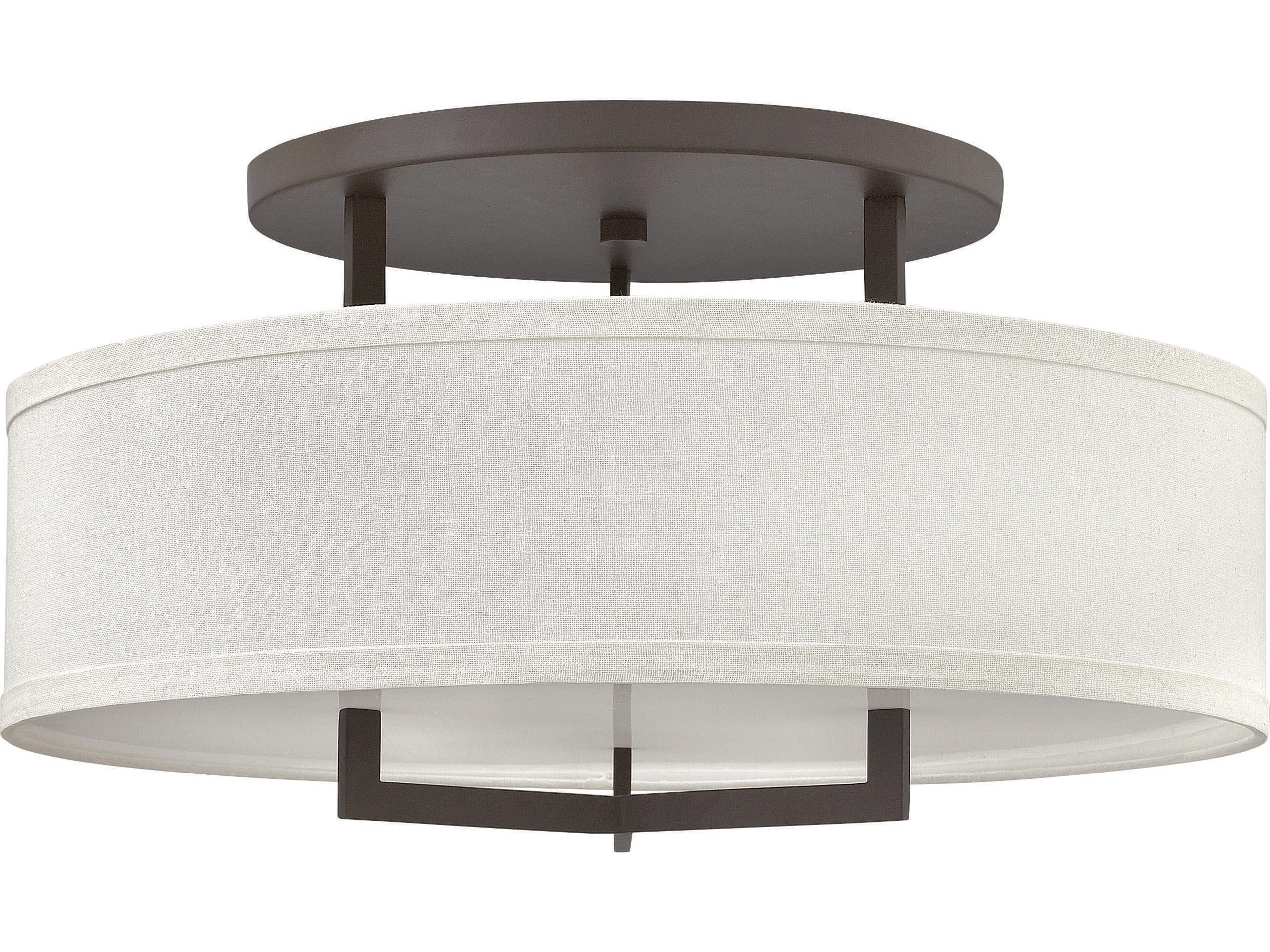 Hampton 3-Light Buckeye Bronze Drum Semi Flush Mount