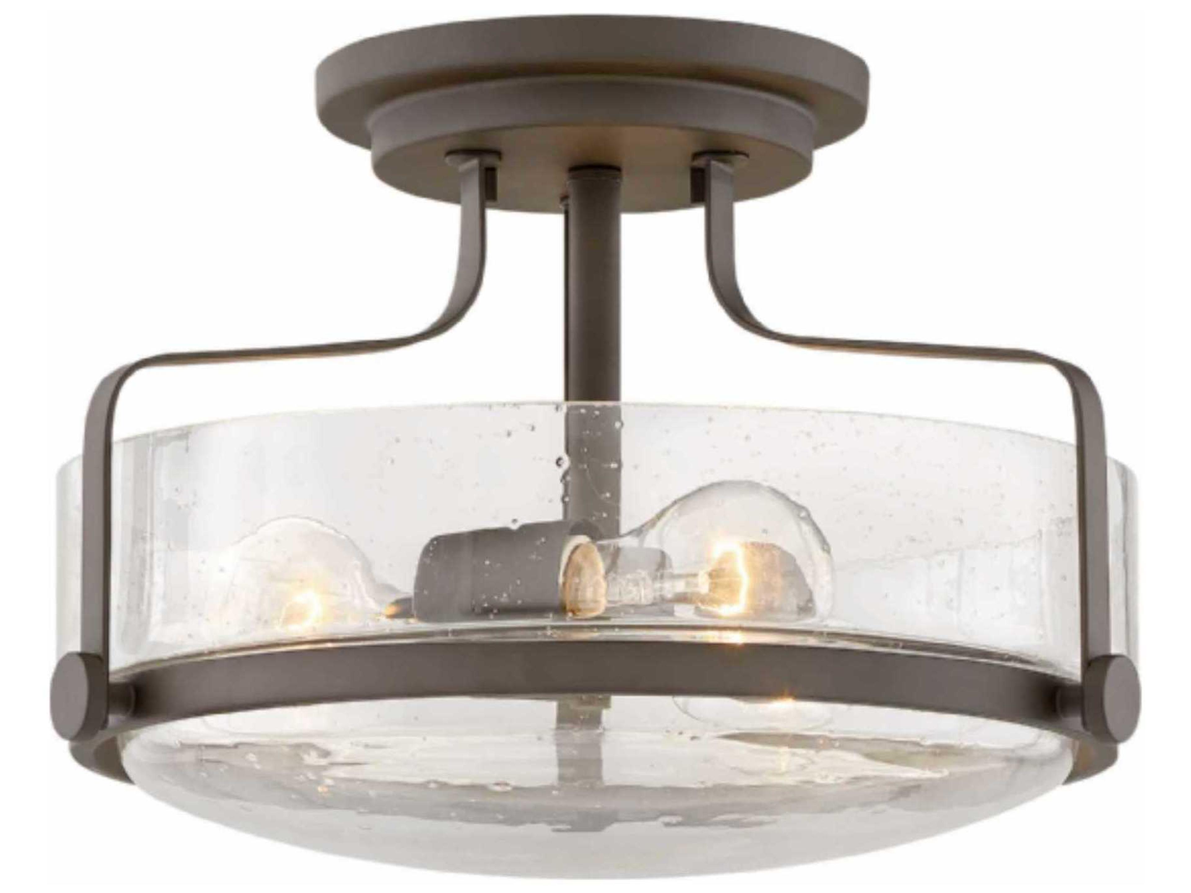 Harper 3-Light Oil Rubbed Bronze Clear Glass Drum Semi Flush Mount