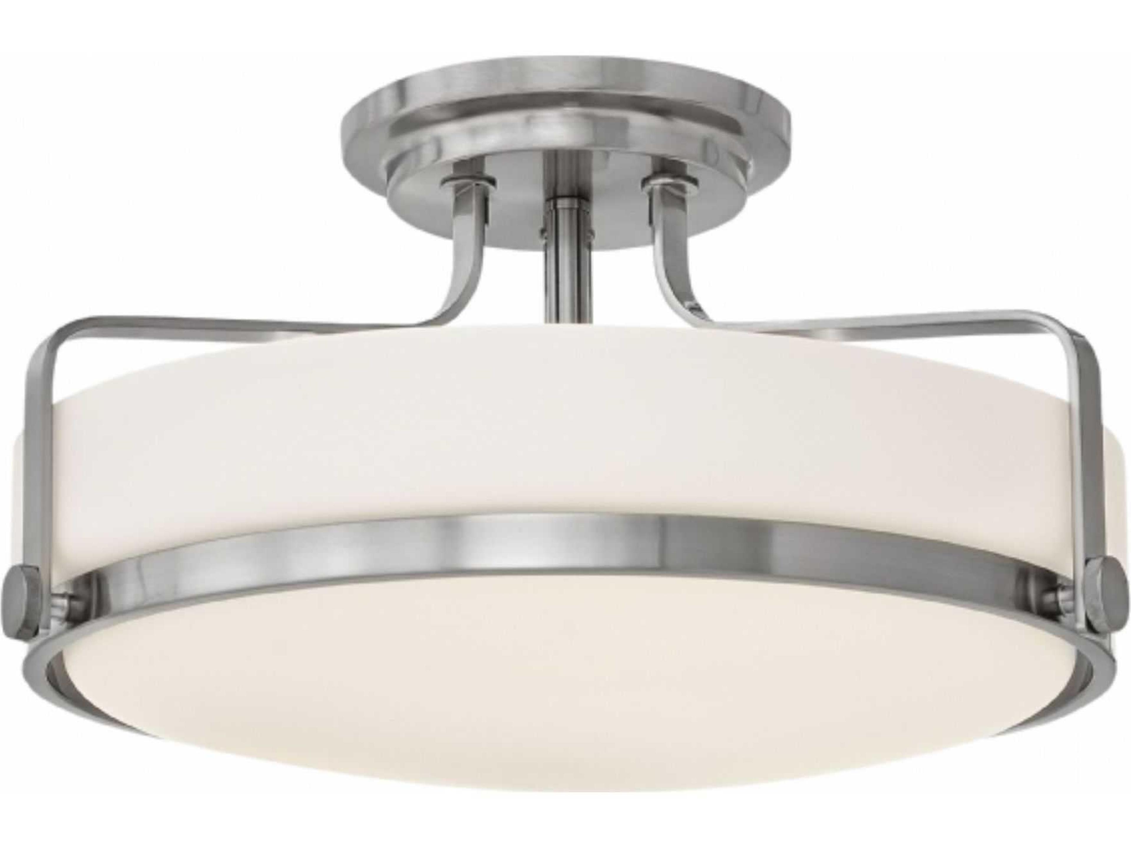 Harper 3-Light Brushed Nickel Glass Drum Semi Flush Mount