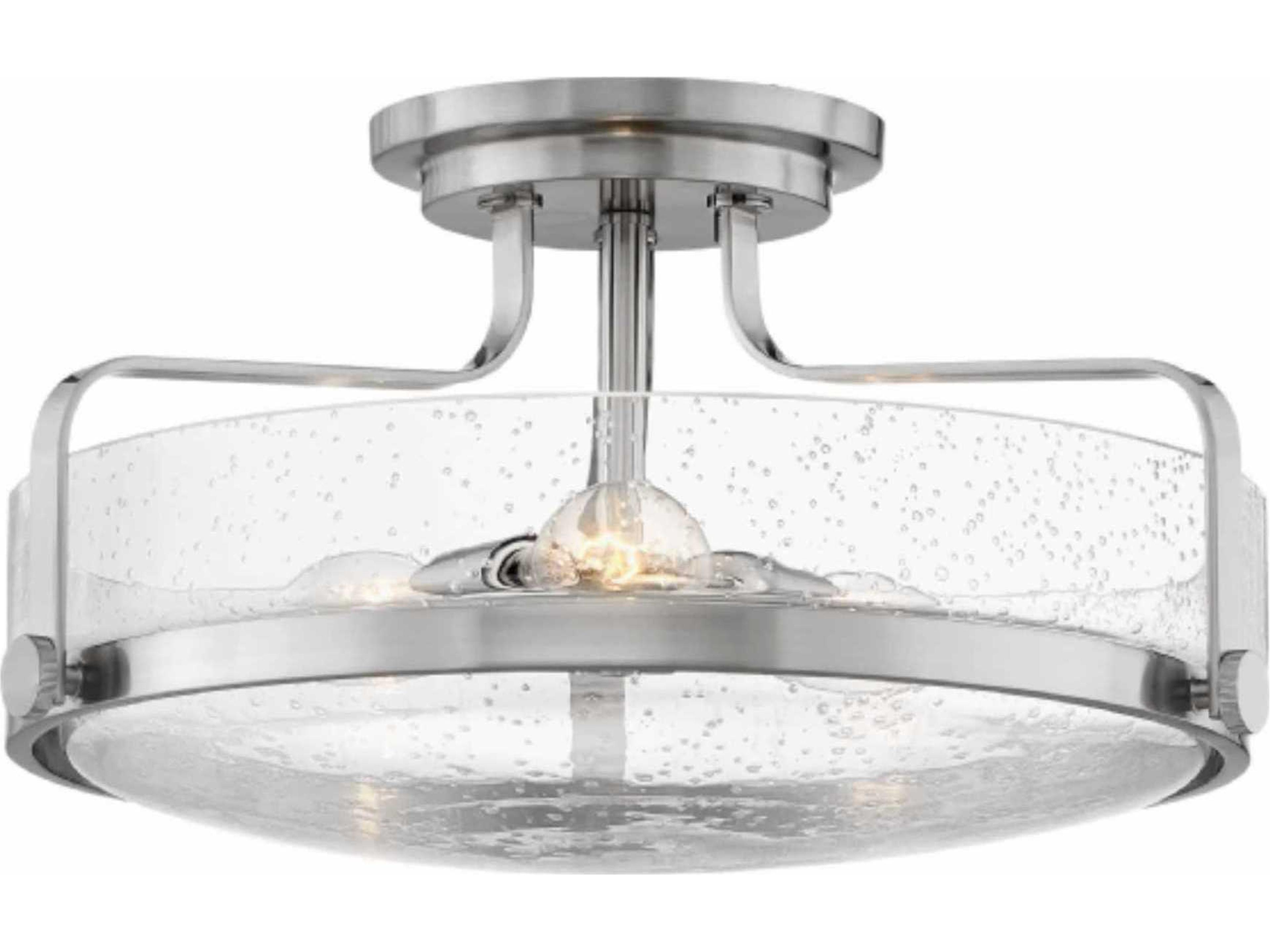 Harper 3-Light Brushed Nickel Clear Glass Drum Semi Flush Mount
