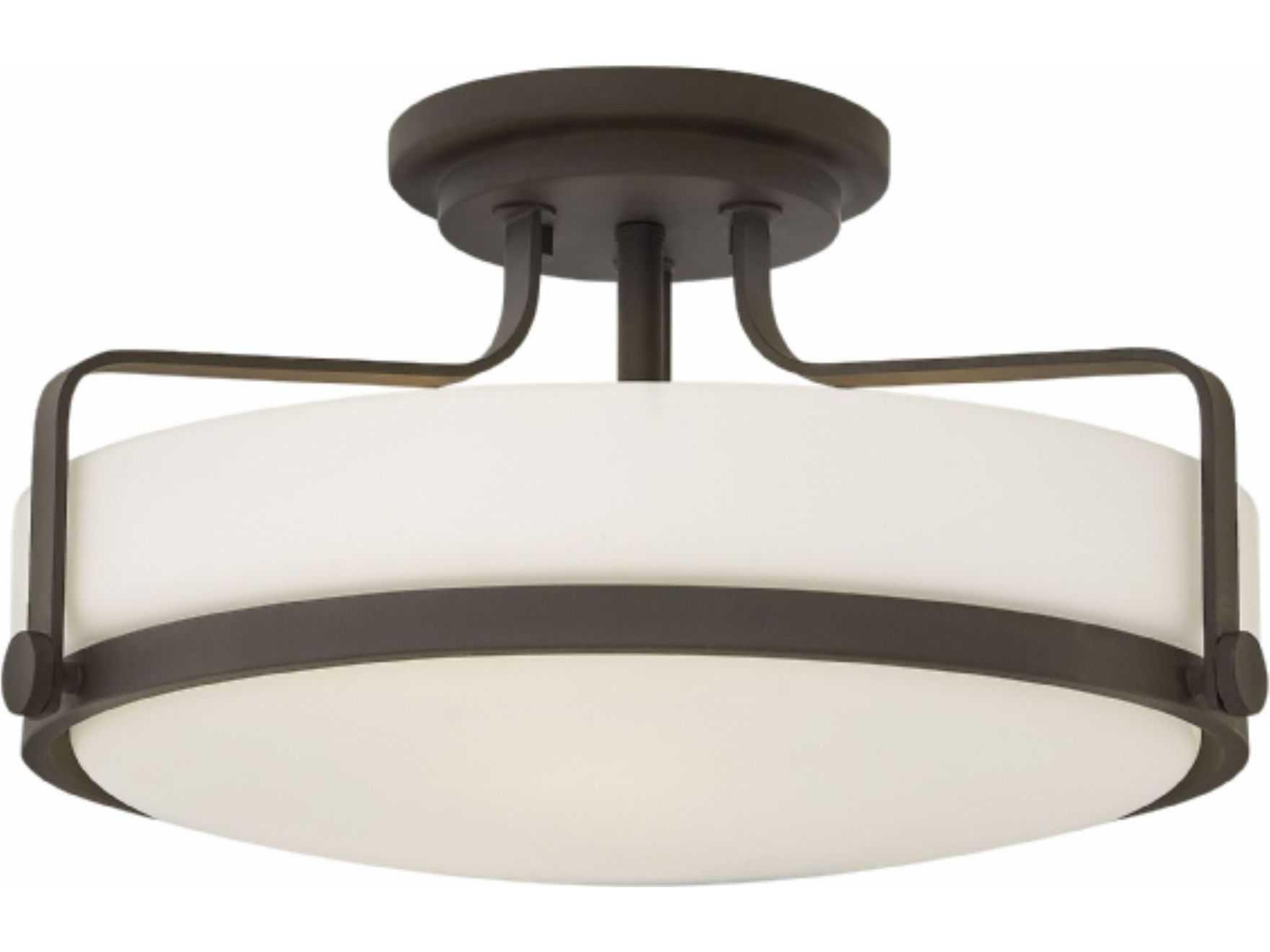 Harper 3-Light Oil Rubbed Bronze Glass Drum Semi Flush Mount