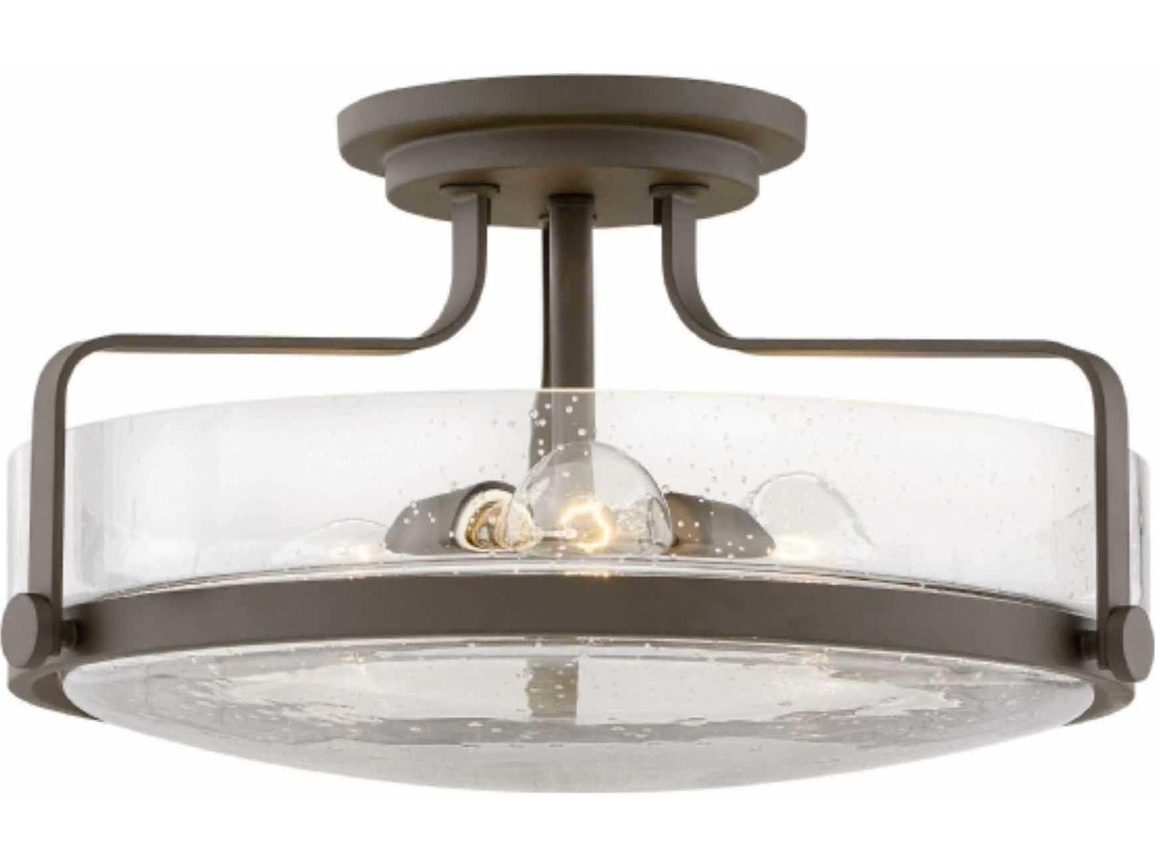 Harper 3-Light Oil Rubbed Bronze Glass Drum Semi Flush Mount