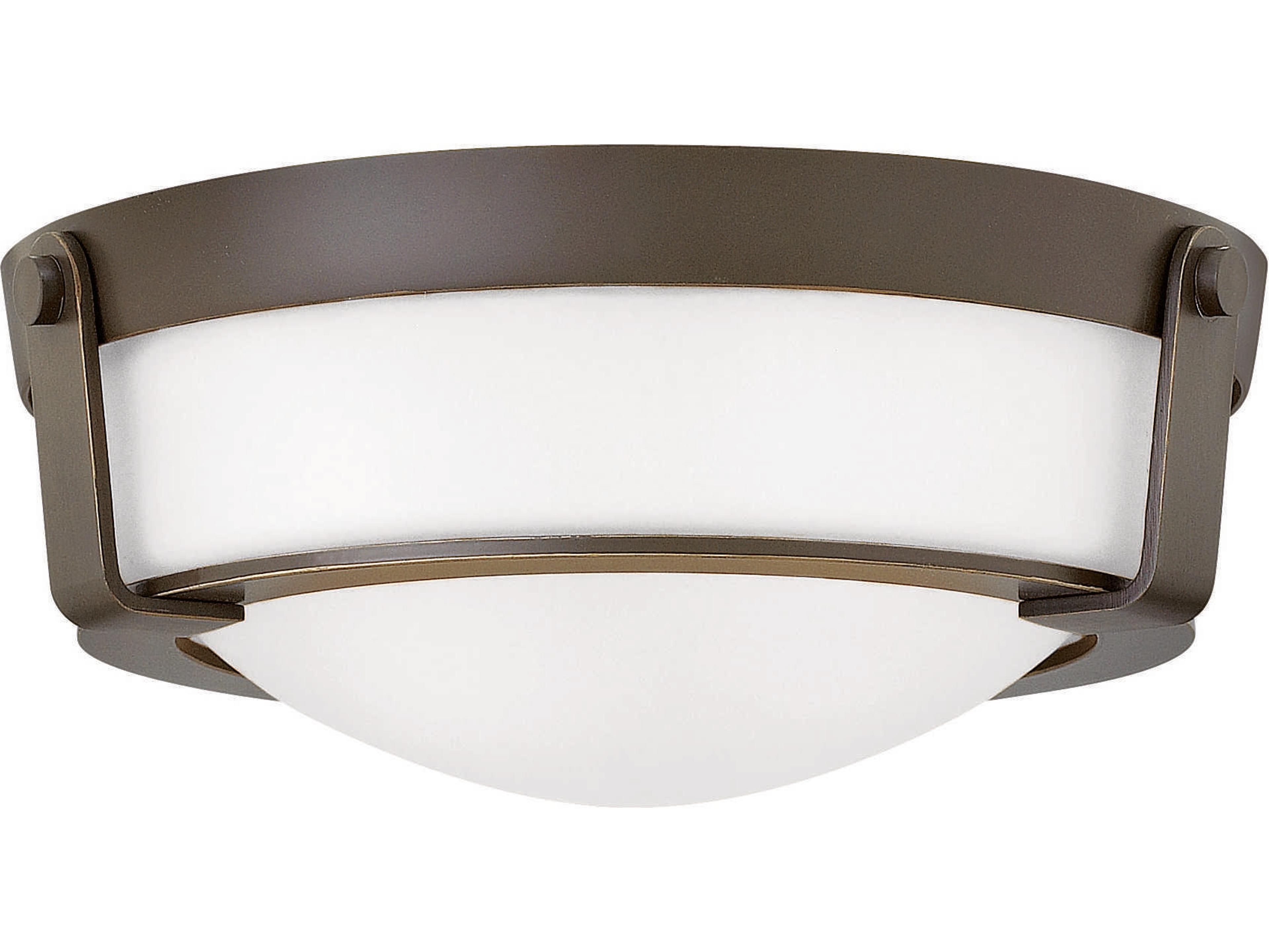 Hathaway 2-Light Olde Bronze Glass Drum Flush Mount