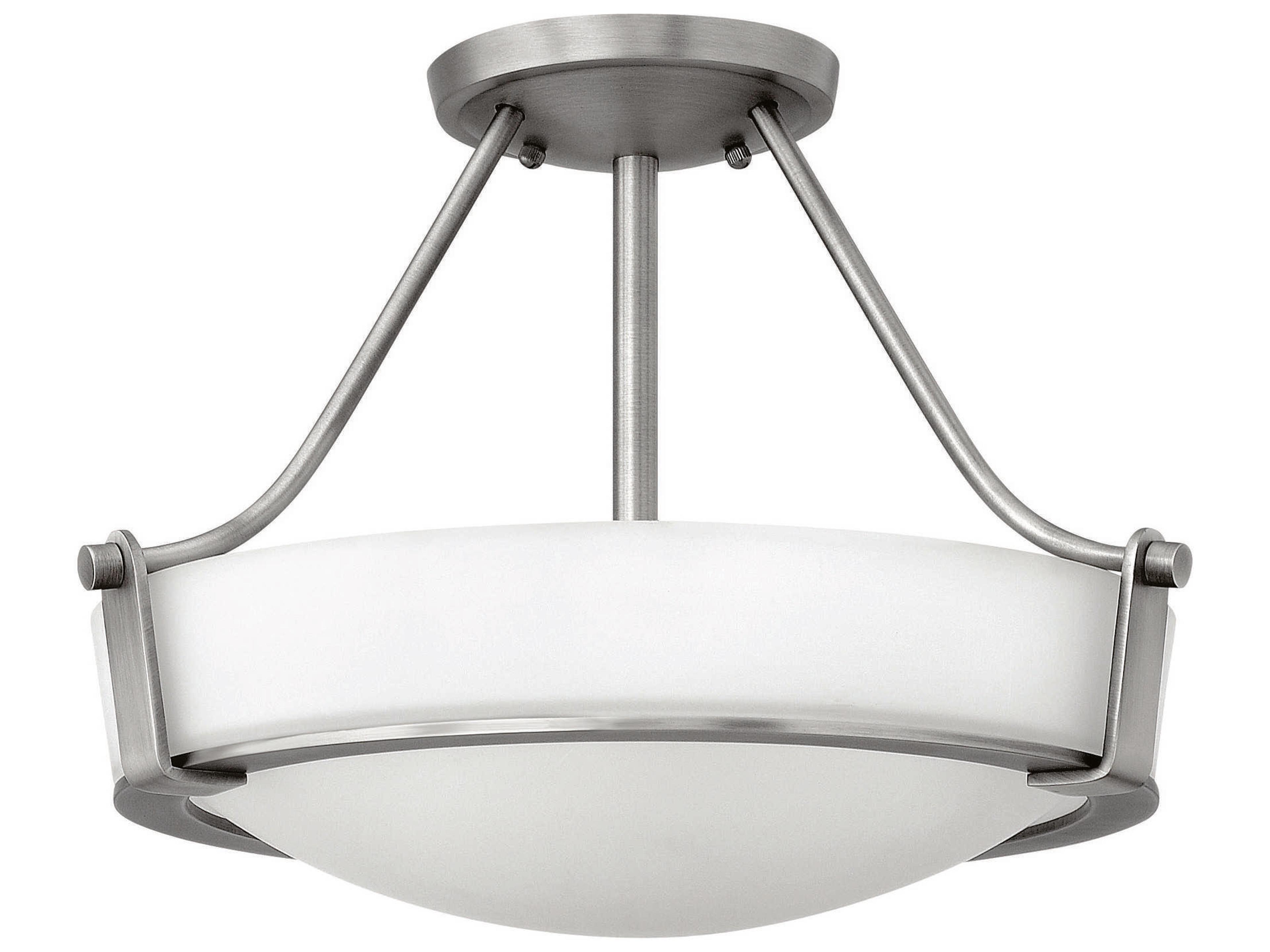 Hathaway 3-Light Antique Nickel Glass Drum Semi Flush Mount