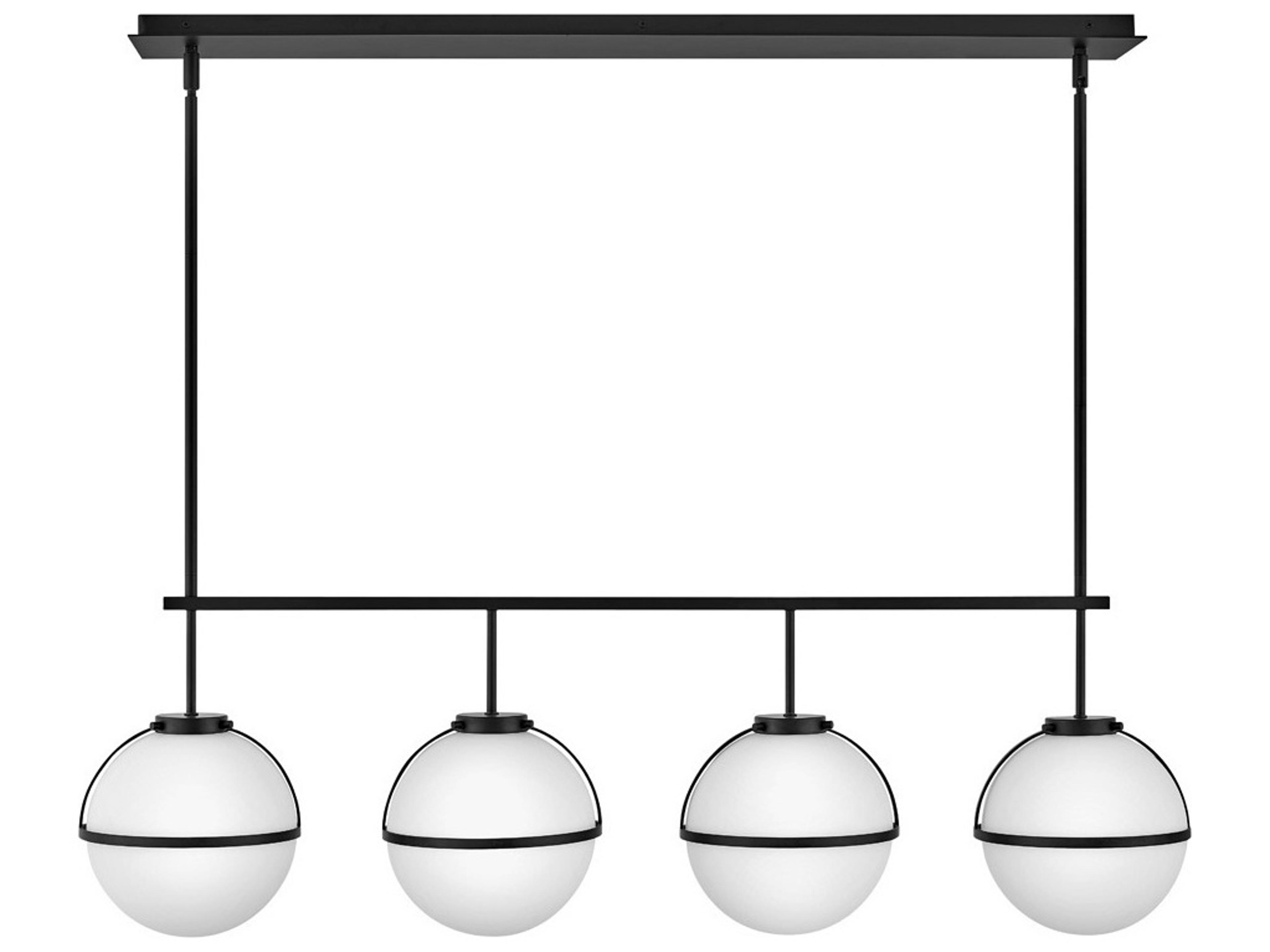 Hollis 4-Light Black Glass LED Globe Island Pendant