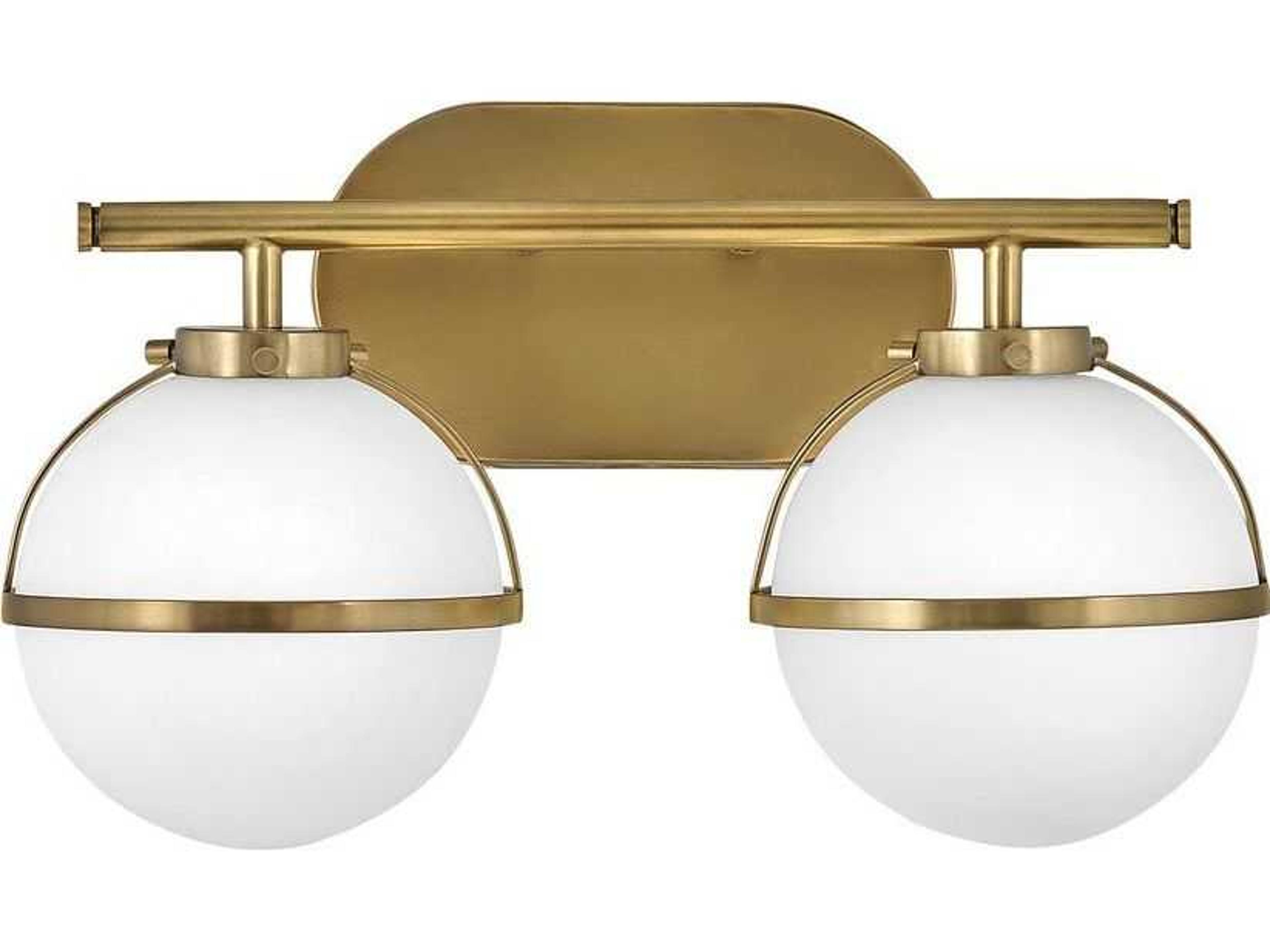 Hollis 2-Light Heritage Brass Glass LED Vanity Light