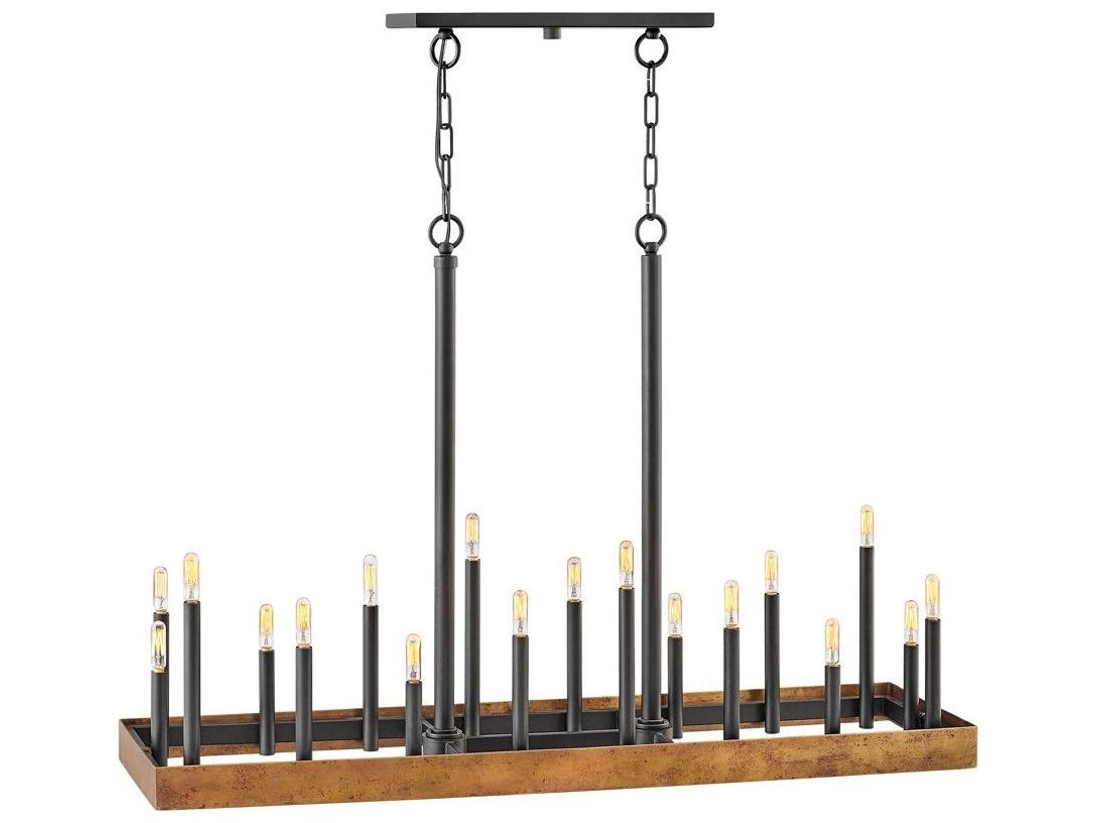 Wells 18-Light8-Light Weathered Brass Black Island Pendant