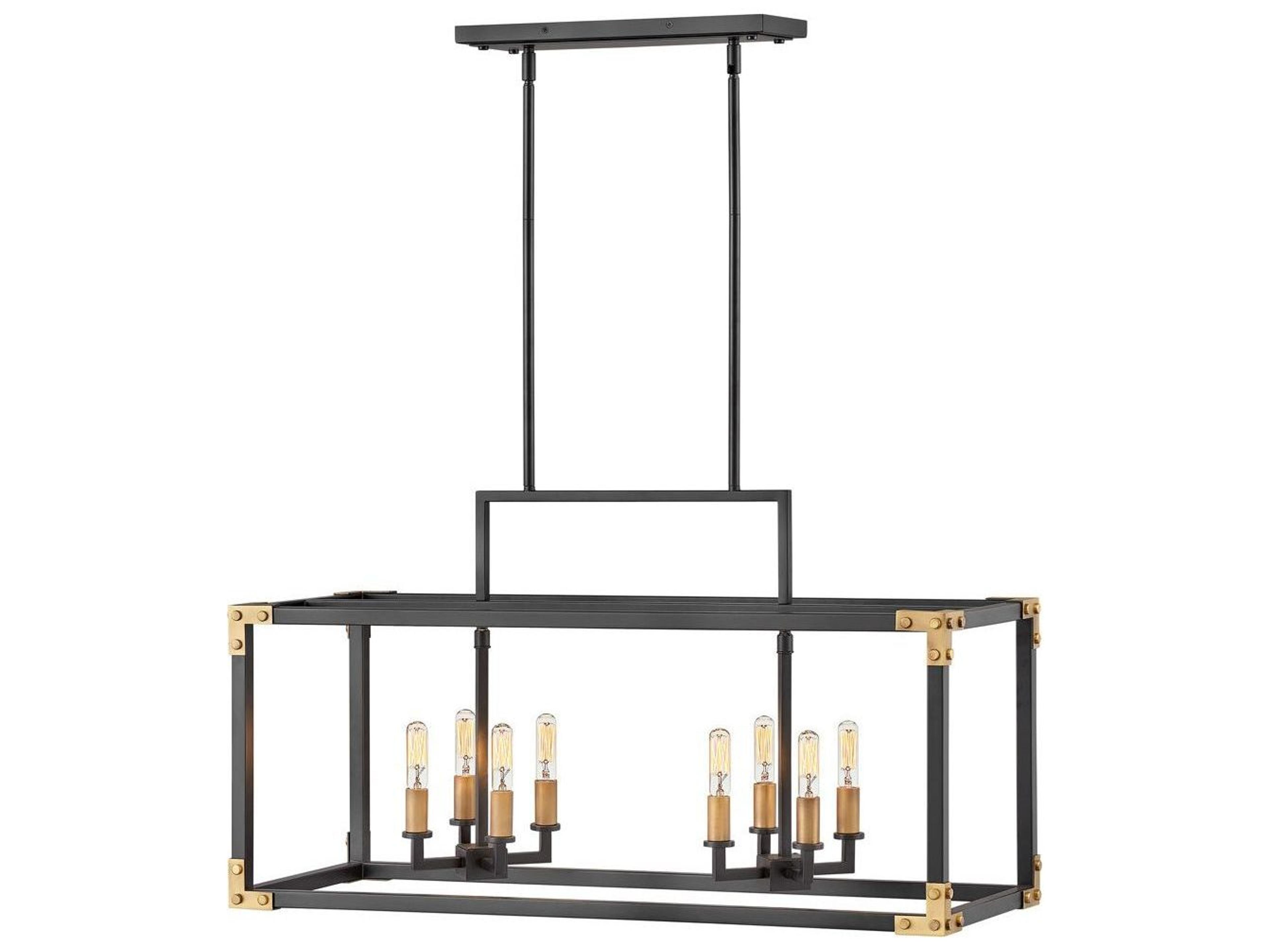 8-Light Satin Black Brass Island Pendant