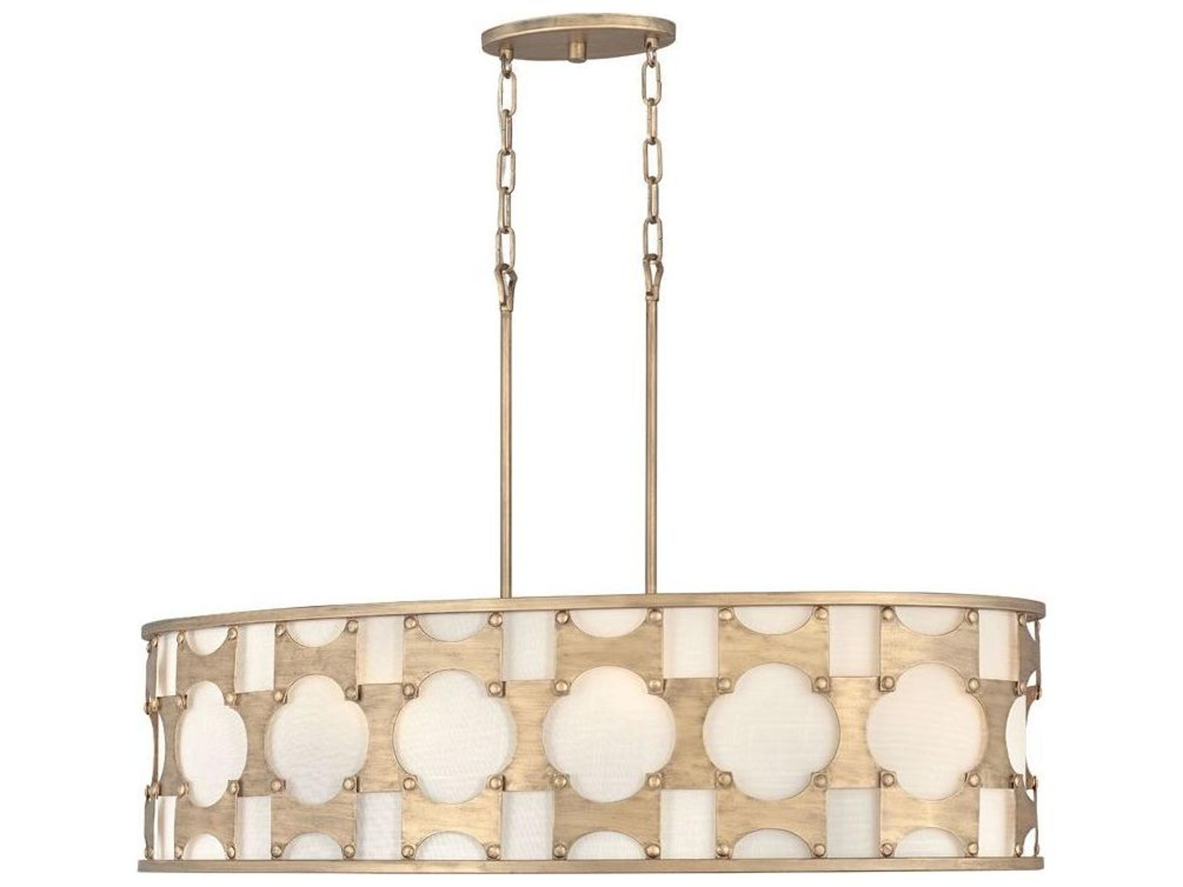 Carter 6-Light Burnished Gold Off White Drum Island Pendant