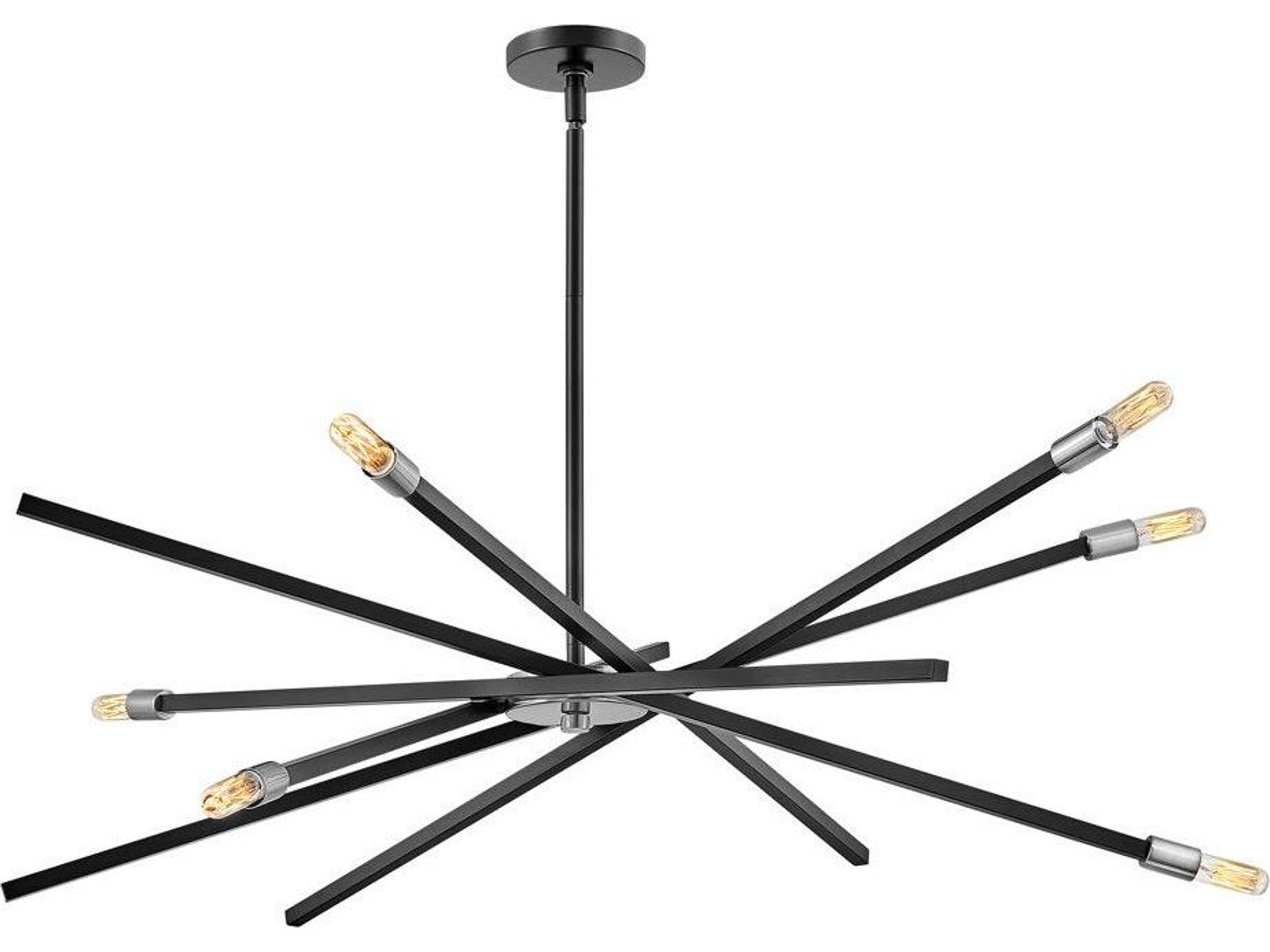Archer 6 Light Chandelier Satin Black Modern