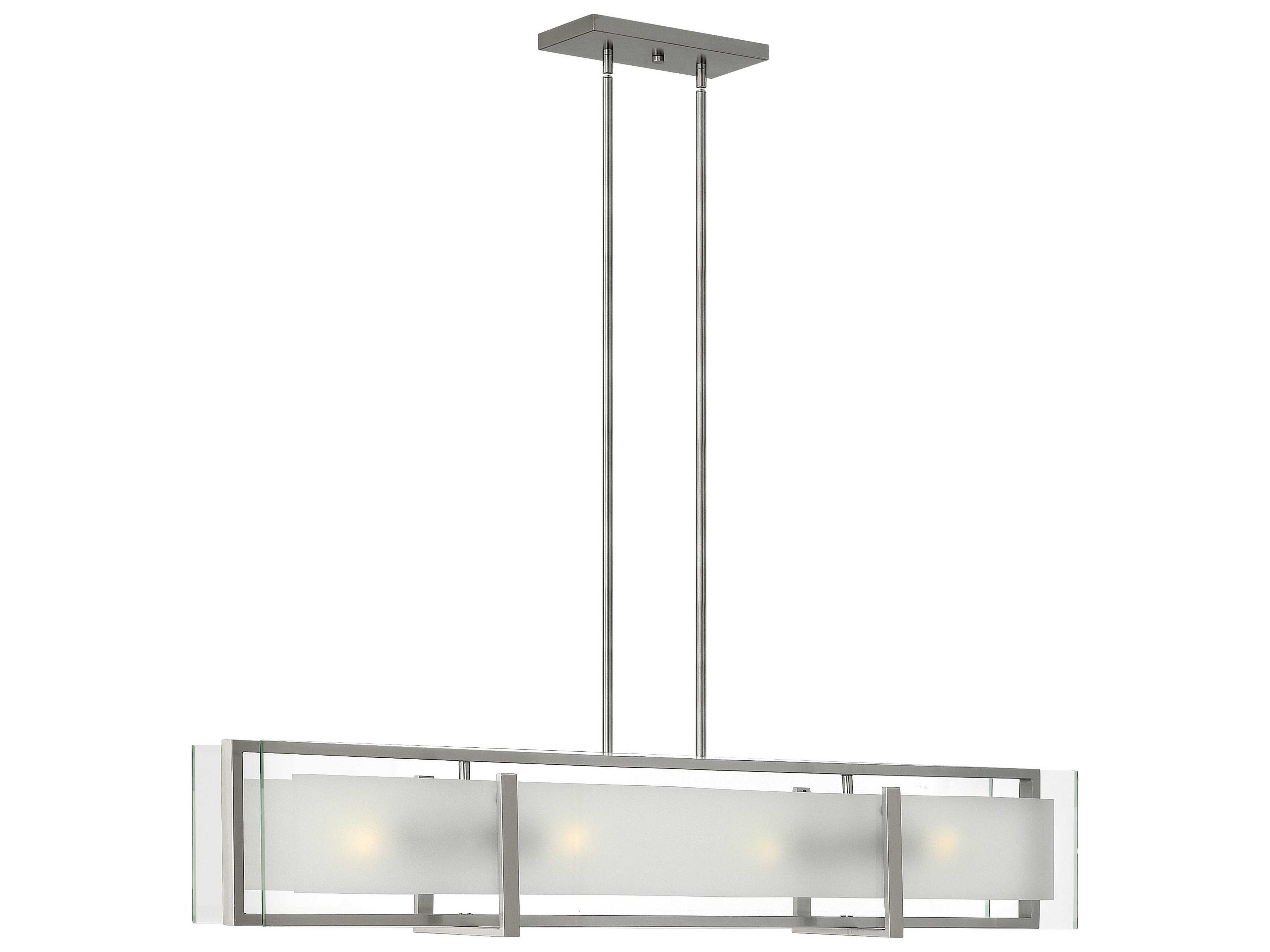 Latitude 4-Light Brushed Nickel Glass Geometric Island Pendant