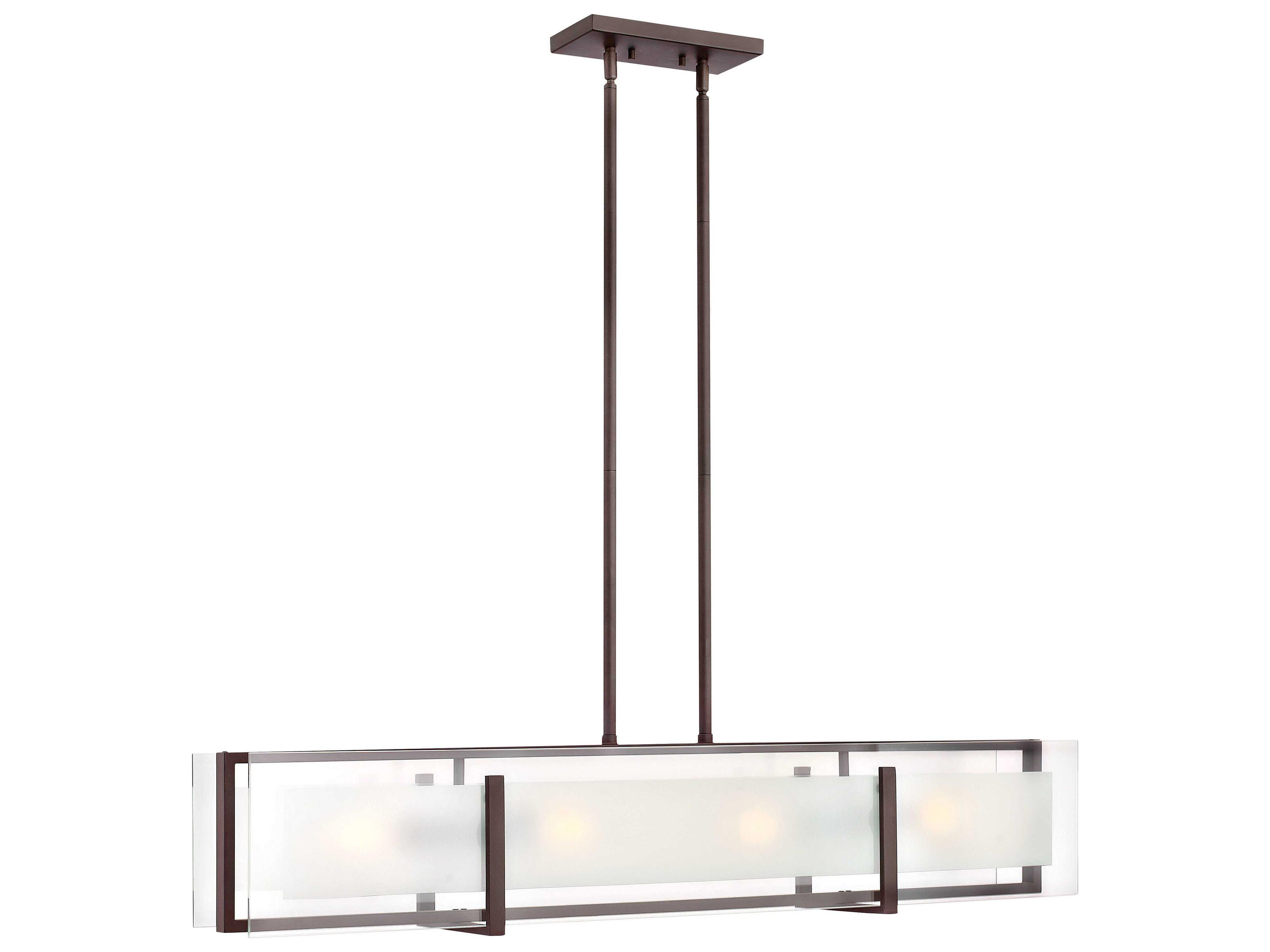 Latitude 4-Light Oil Rubbed Bronze Glass Geometric Island Pendant