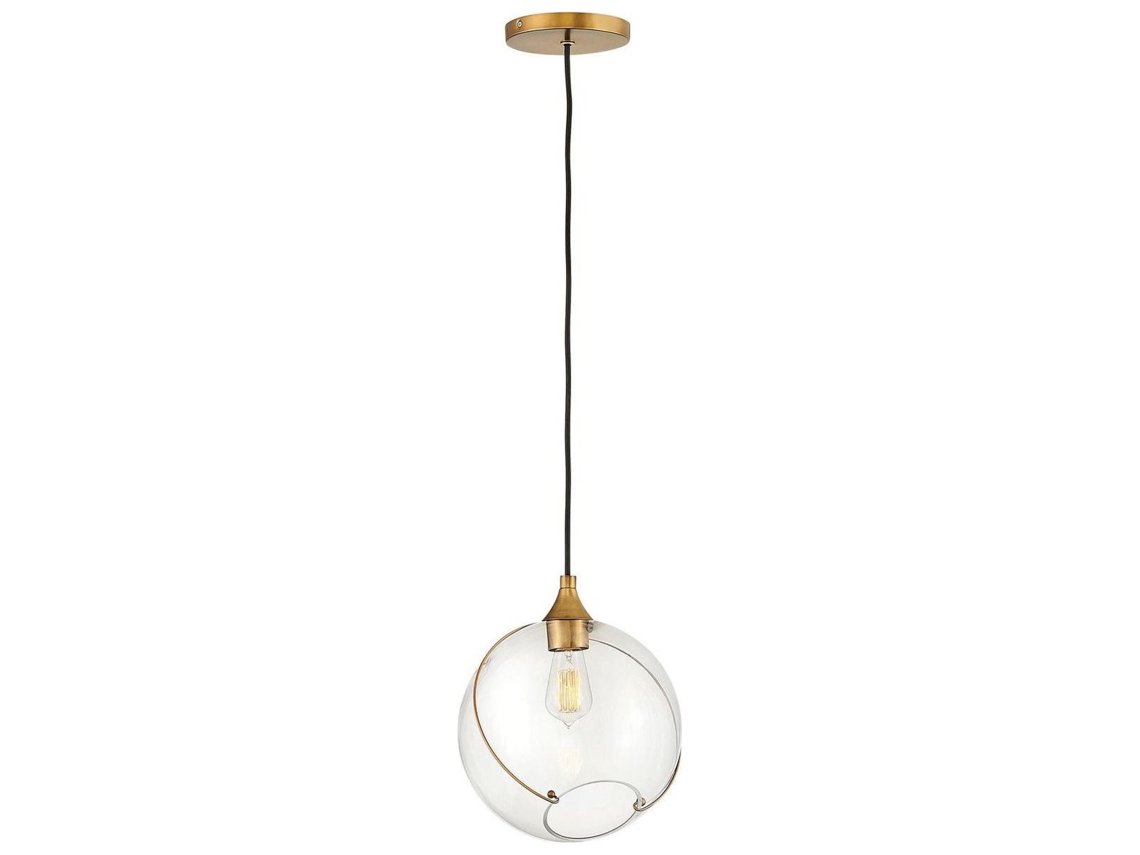Lisa Mcdennon 1-Light Heritage Brass Clear Glass Globe Mini Pendant