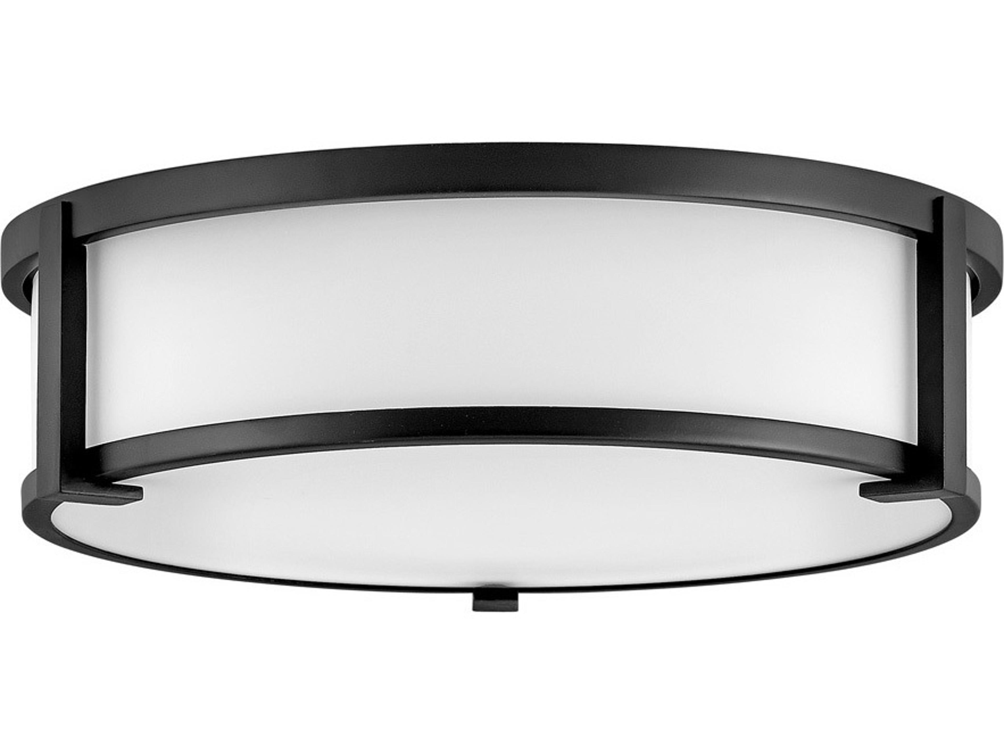 Lowell 3-Light Black Glass Drum Flush Mount