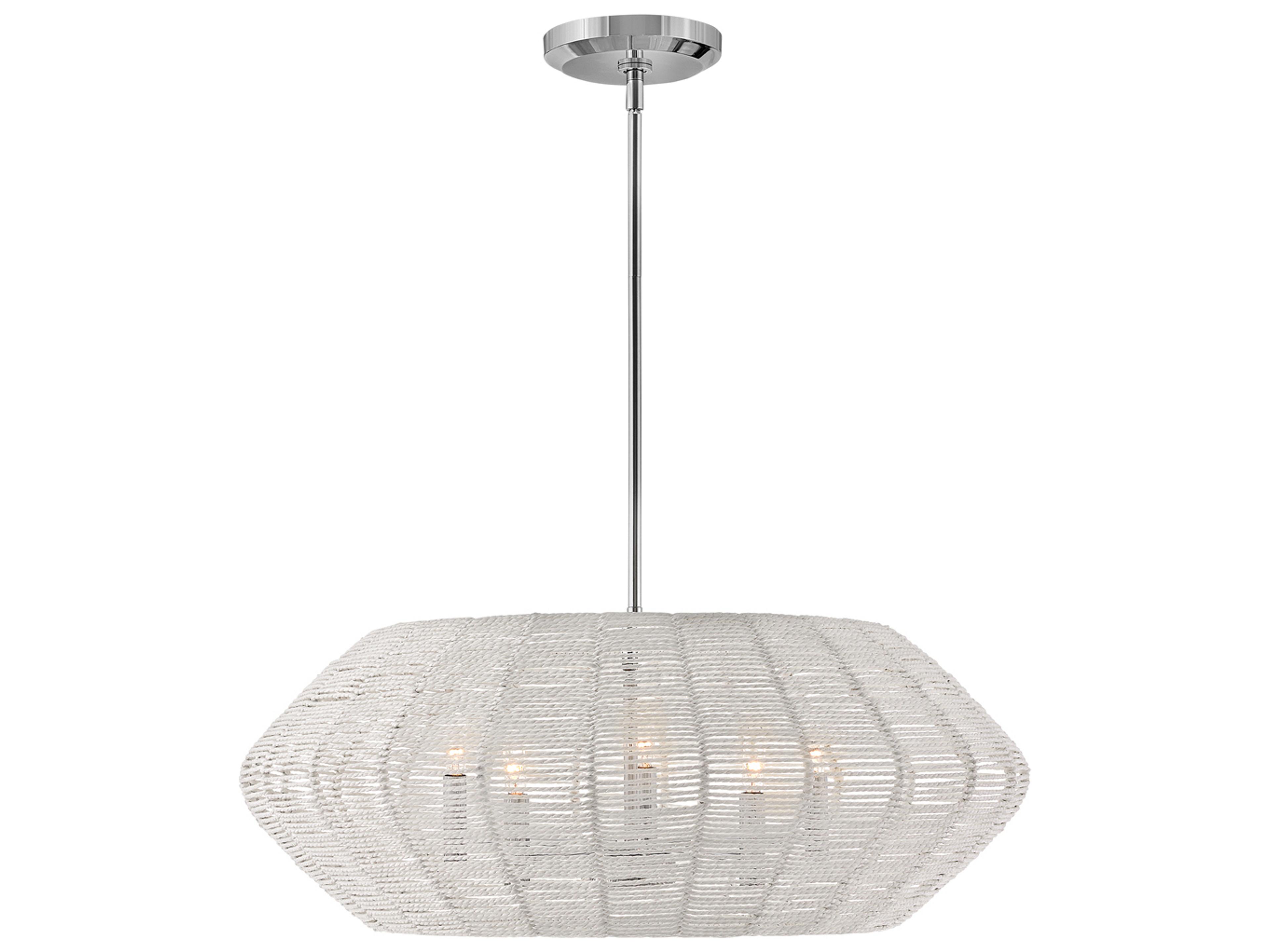 Luca 5-Light Polished Chrome White Candelabra Geometric Chandelier