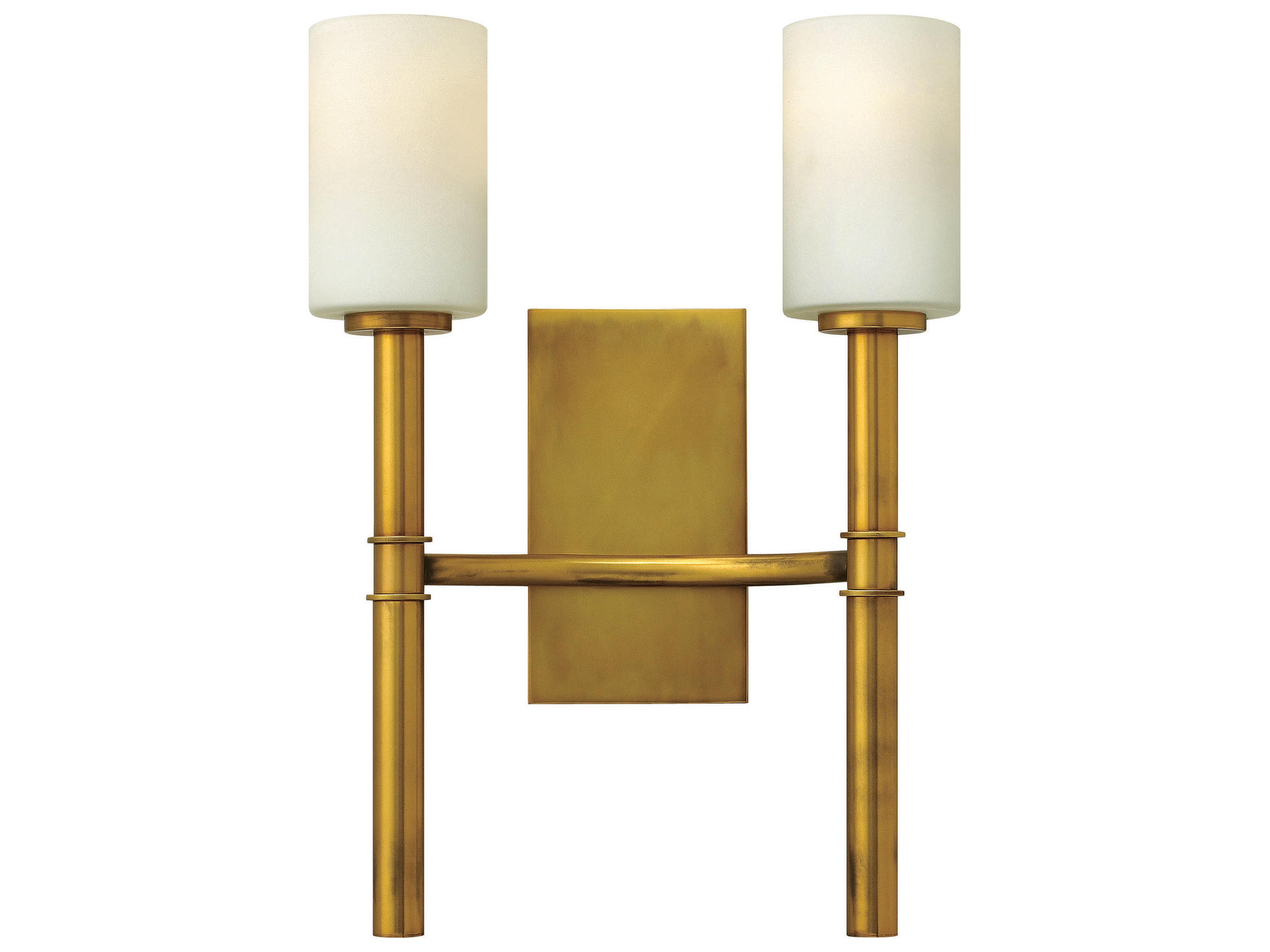 Margeaux 2-Light Vintage Brass Glass Wall Sconce