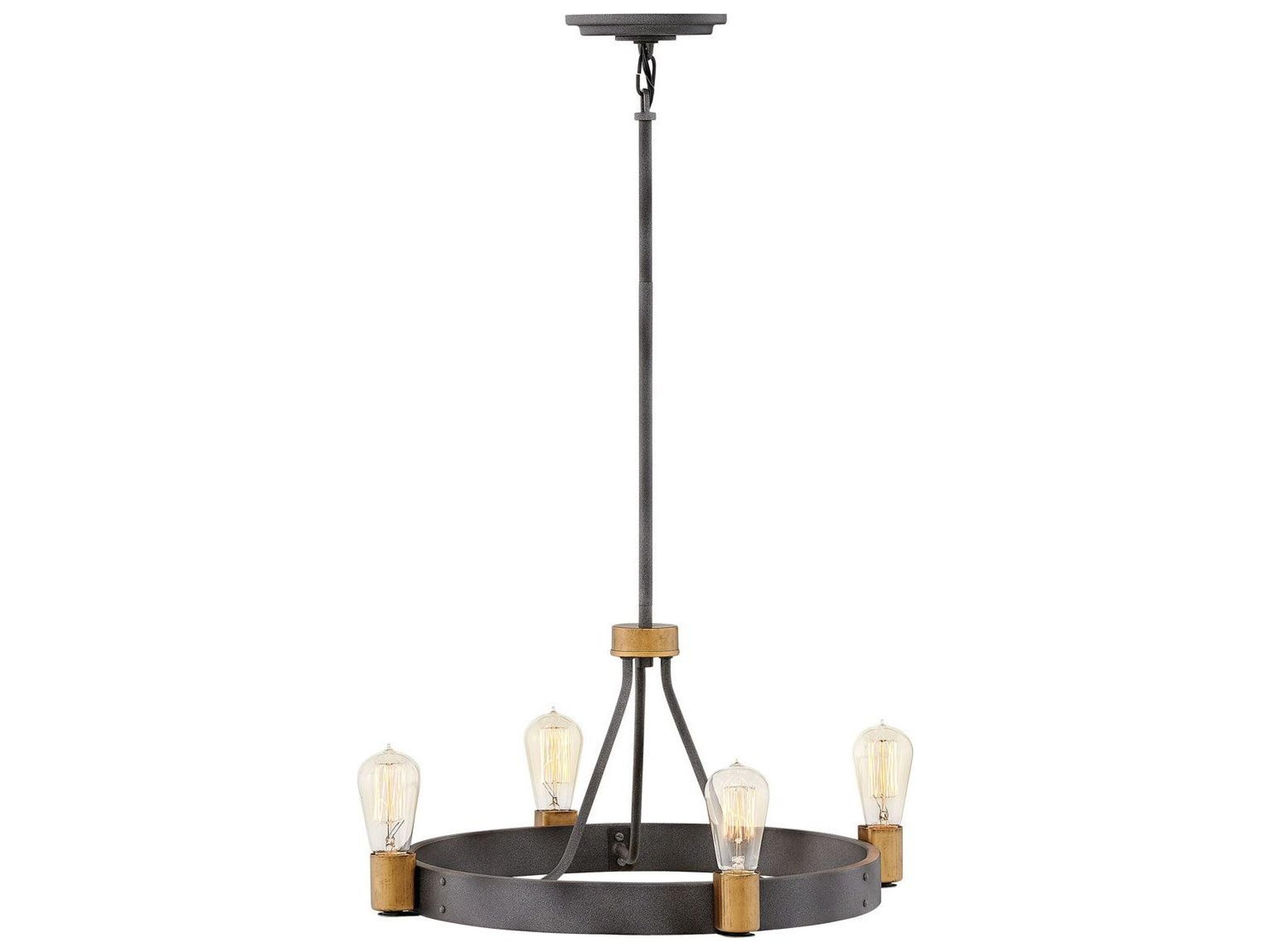 Silas 4-Light Aged Zinc Brass Candelabra Chandelier