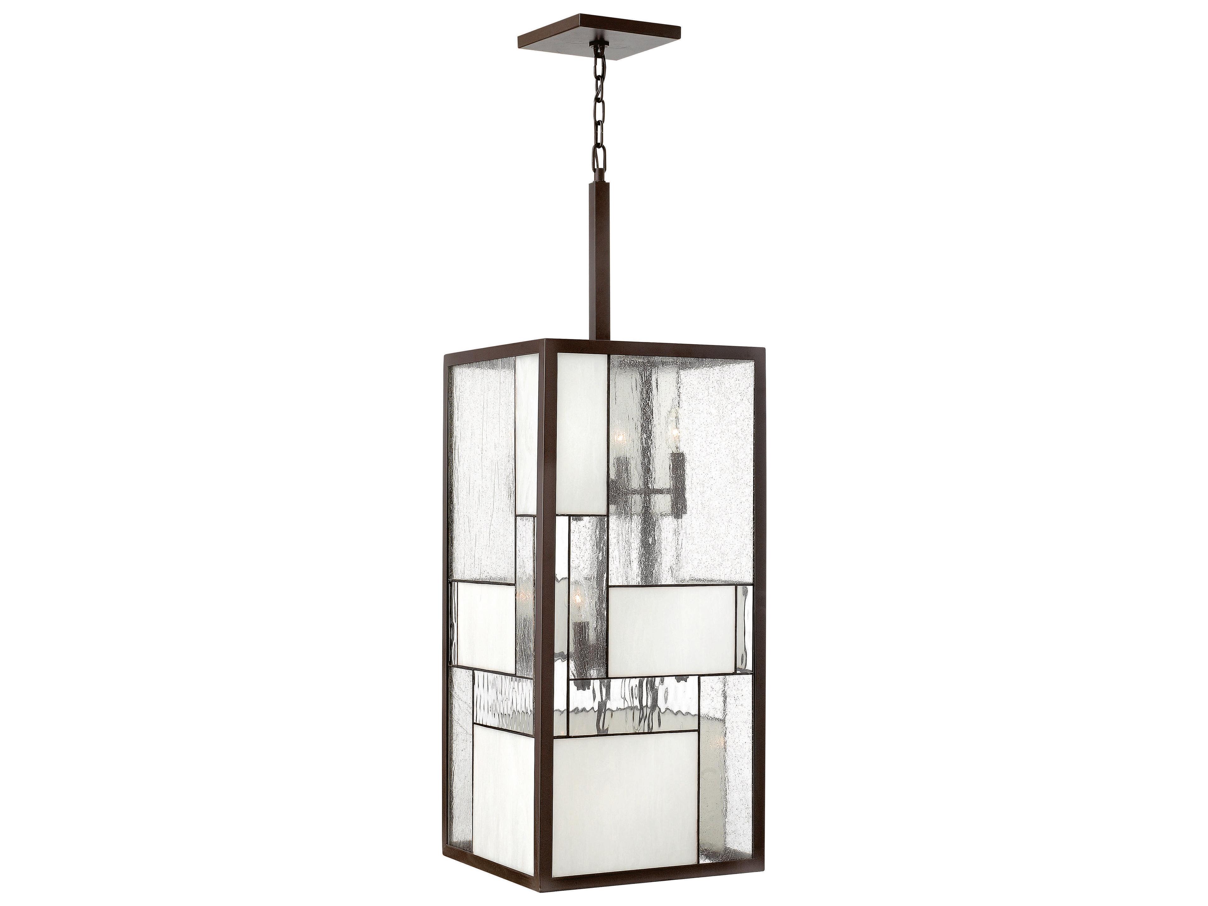 Mondrian 1-Light Buckeye Bronze Glass Geometric Pendant