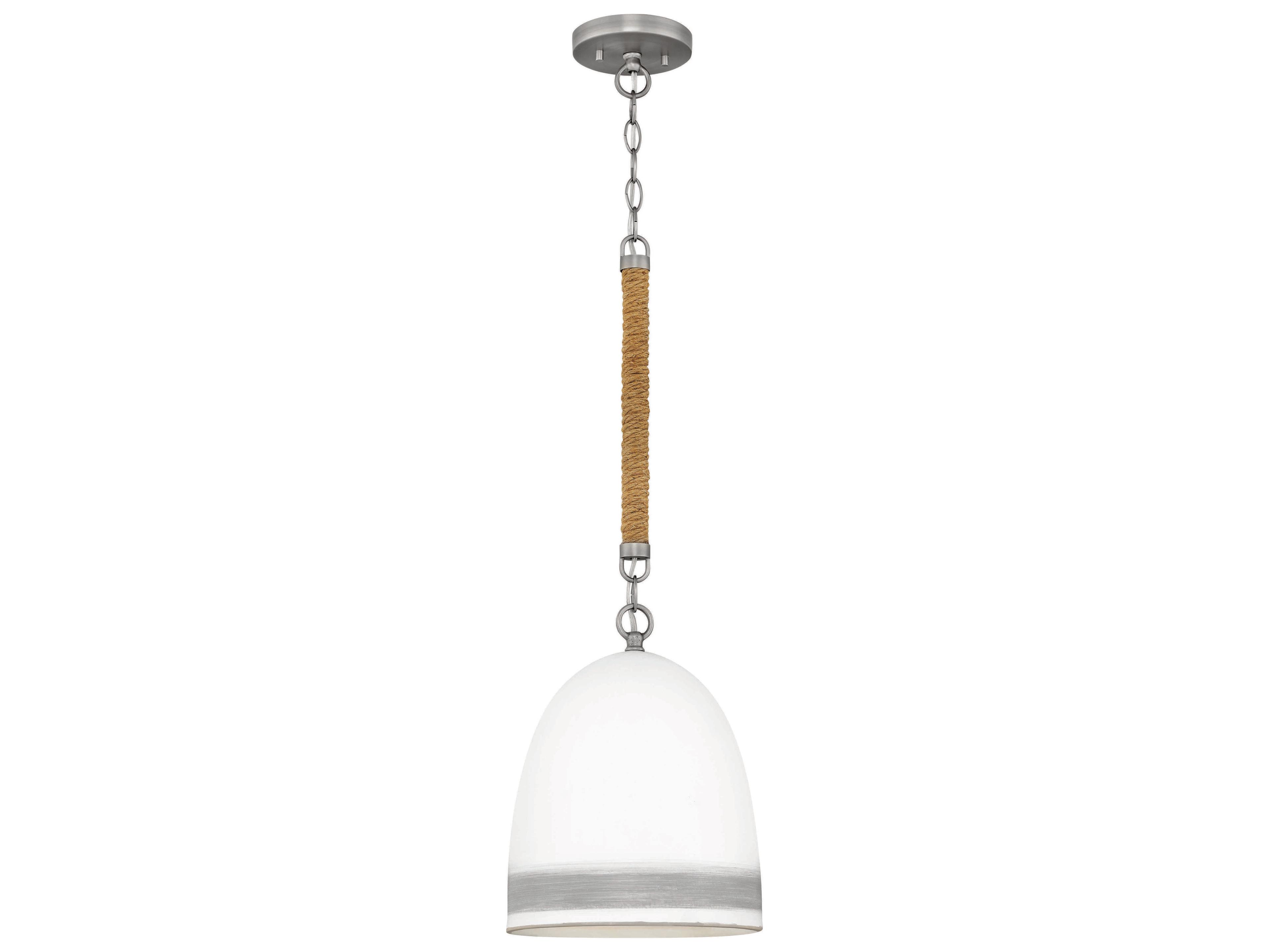 Nash 1-Light Antique Nickel With Grey Stripe Bell Mini Pendant
