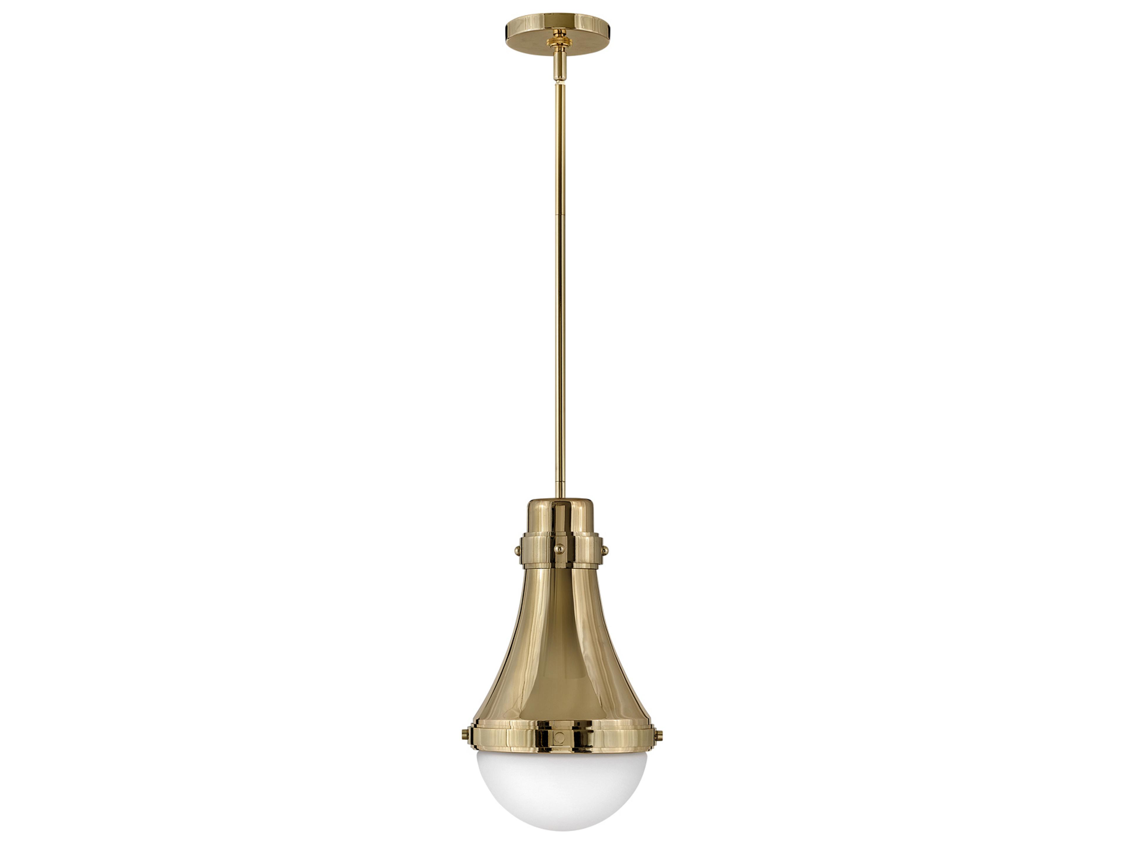 Oliver 1-Light Bright Brass Glass Bell Dome Mini Pendant