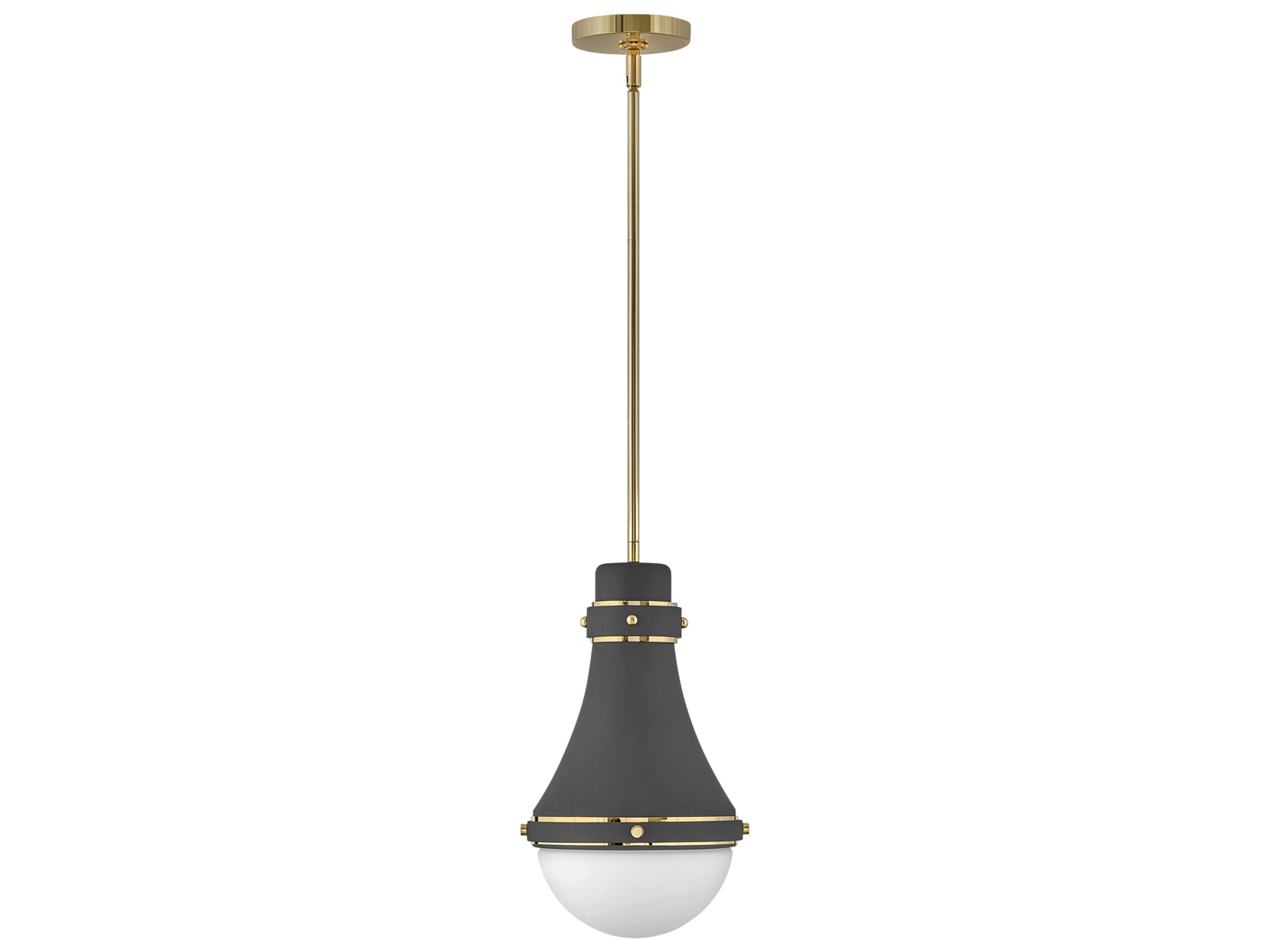 Oliver 1-Light Dark Matte Grey Brass Glass Bell Dome Mini Pendant