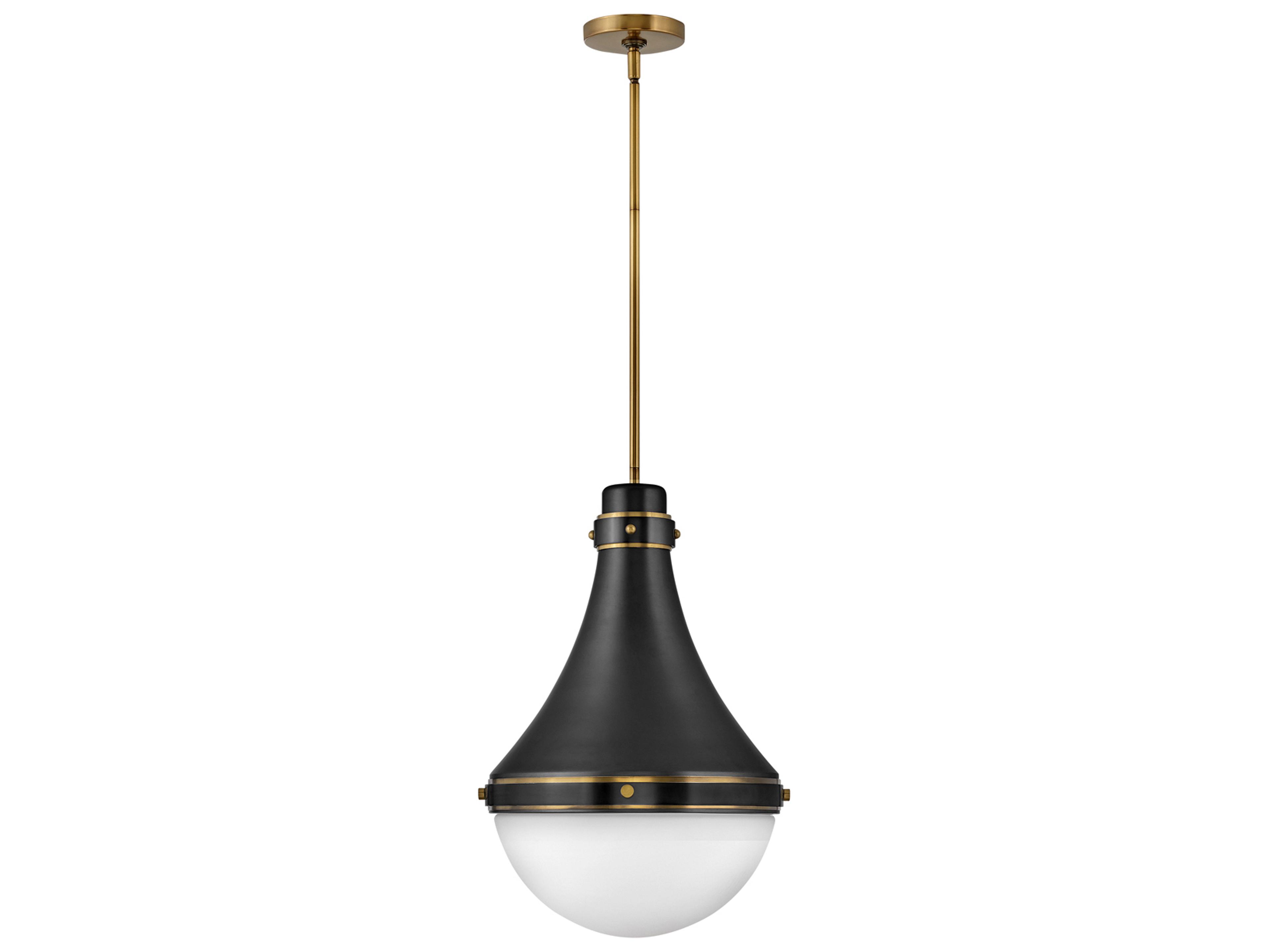 Oliver 1-Light Black Brass Glass Bell Globe Pendant