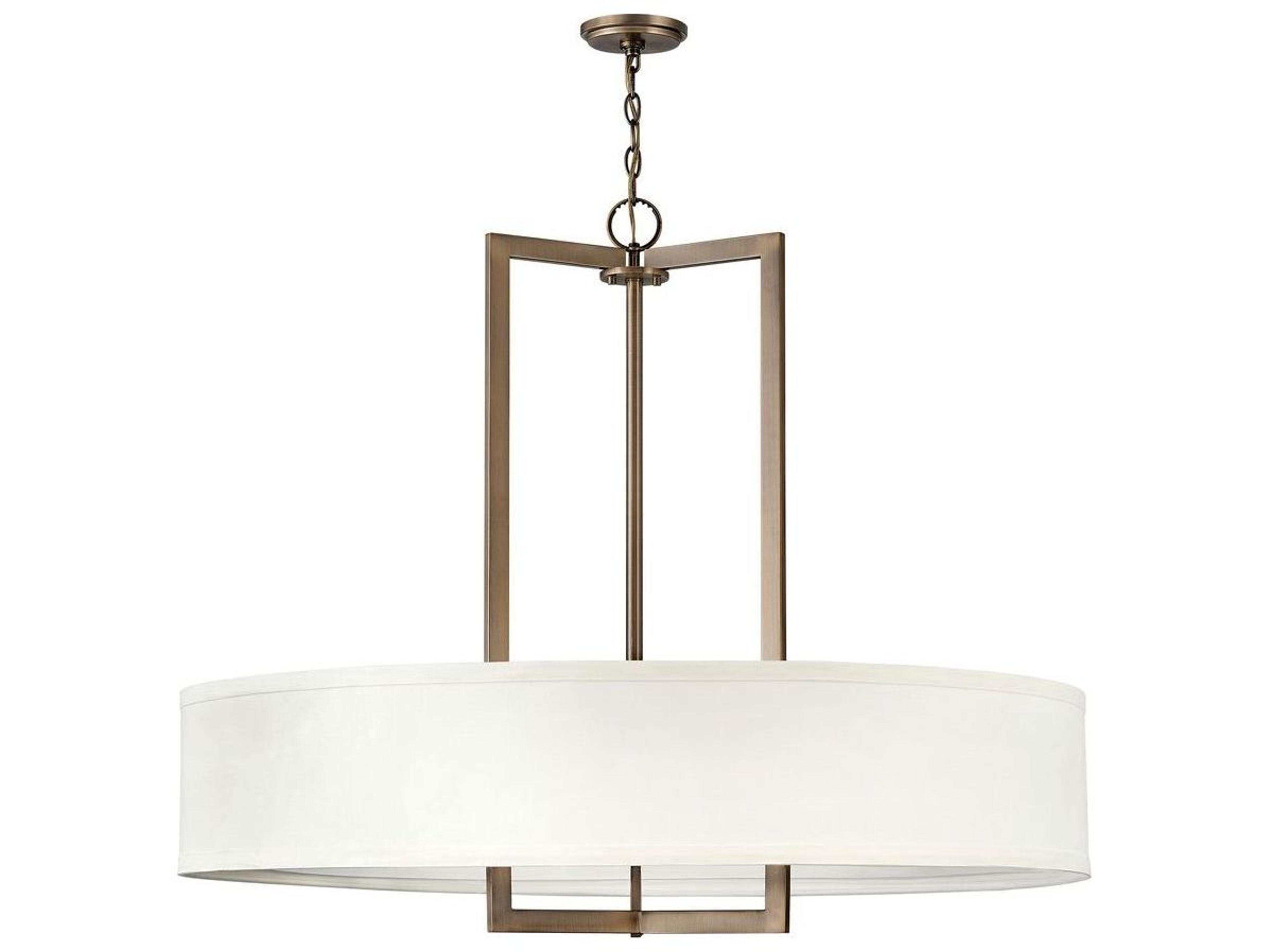 Hampton 9-Light Brushed Bronze Off White Drum Pendant