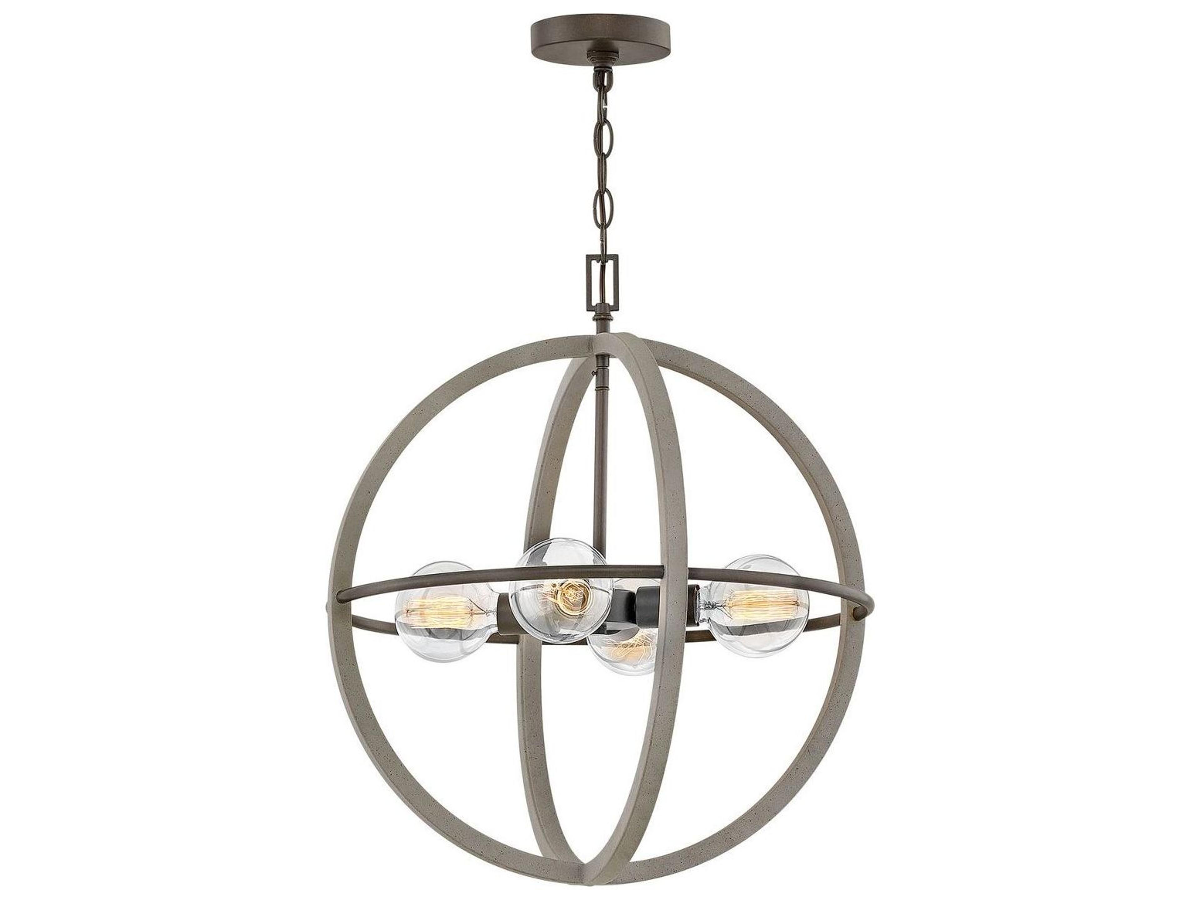 Hinkley 4-Light Dark Cement Bronze Globe Pendant