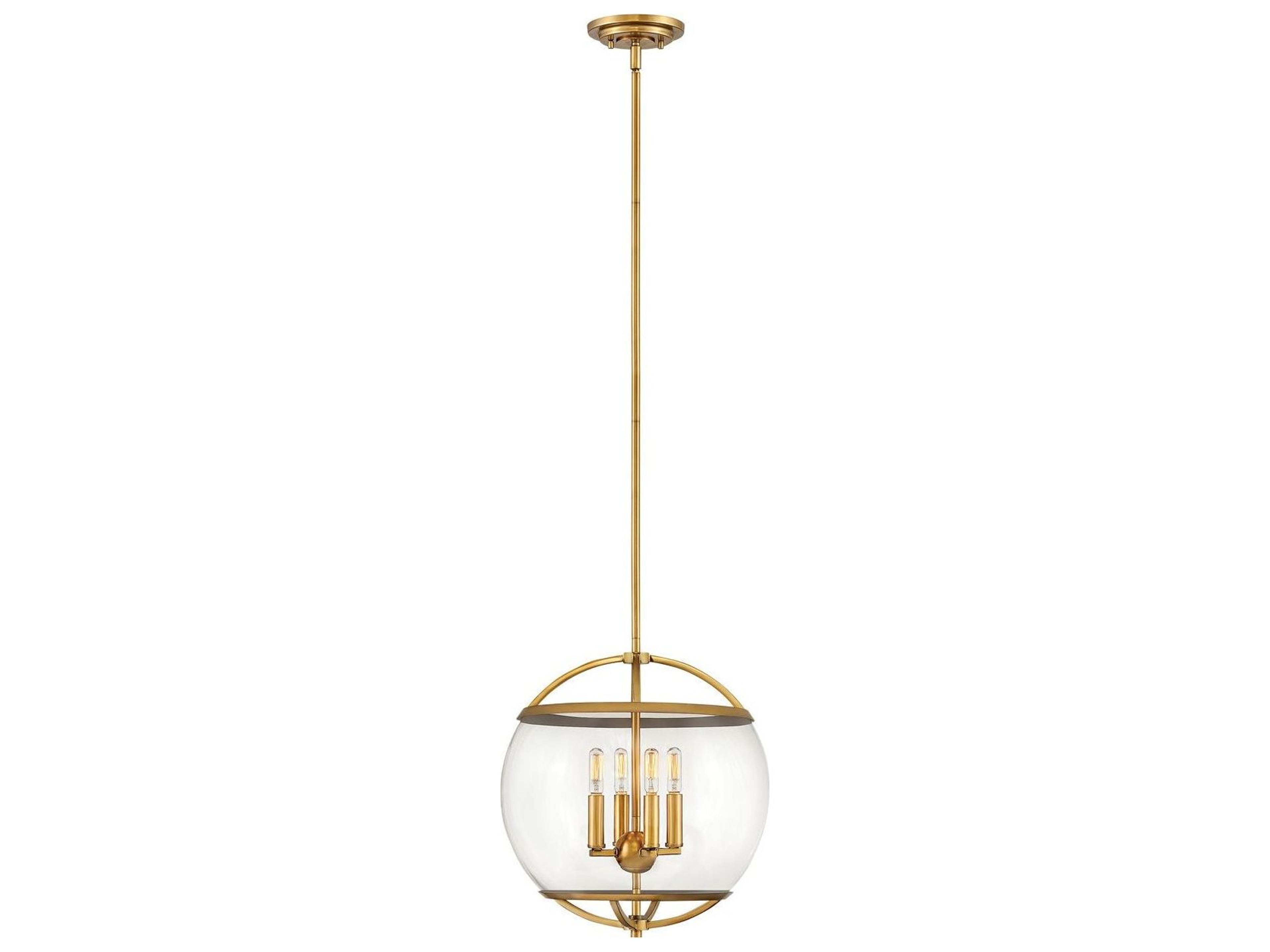 4-Light Heritage Brass Glass Globe Pendant